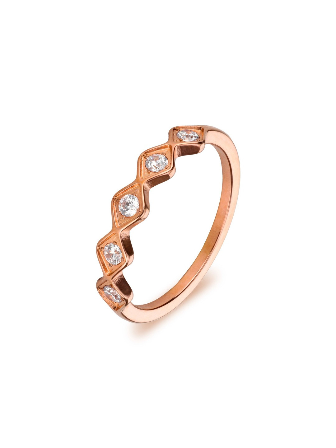 Klean & Care Women Rose Gold Plated Zigzag Band Finger Ring