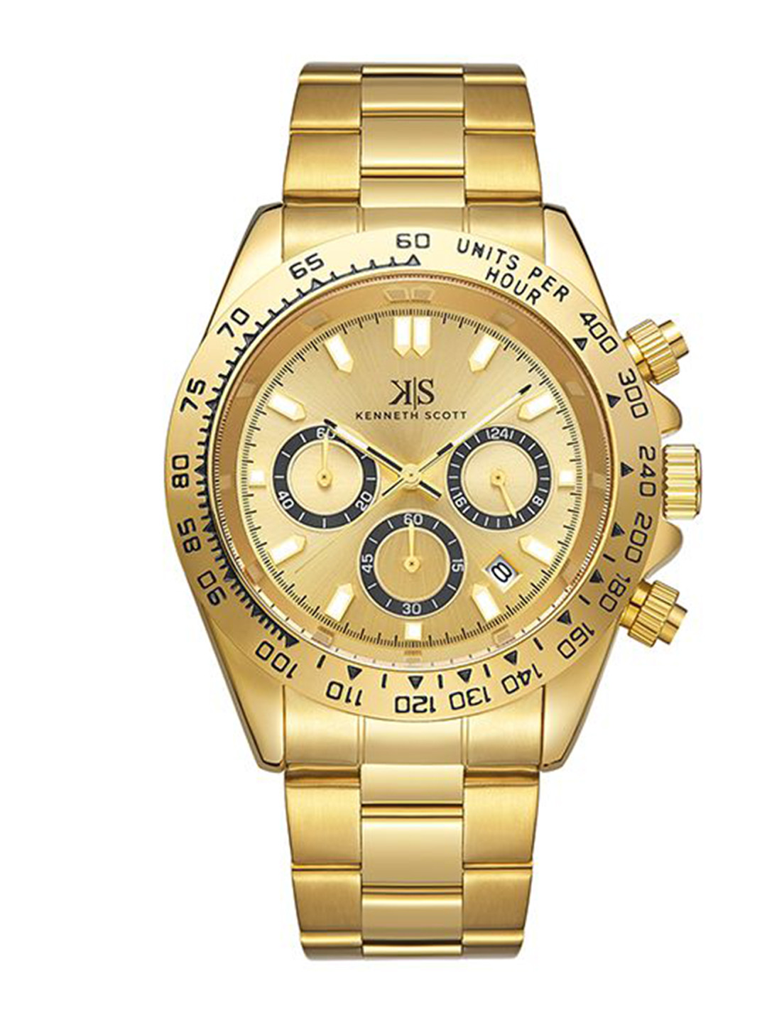 KENNETH SCOTT Men Embellished Dial & Stainless Steel Straps Analogue Watch K23123-GBGC