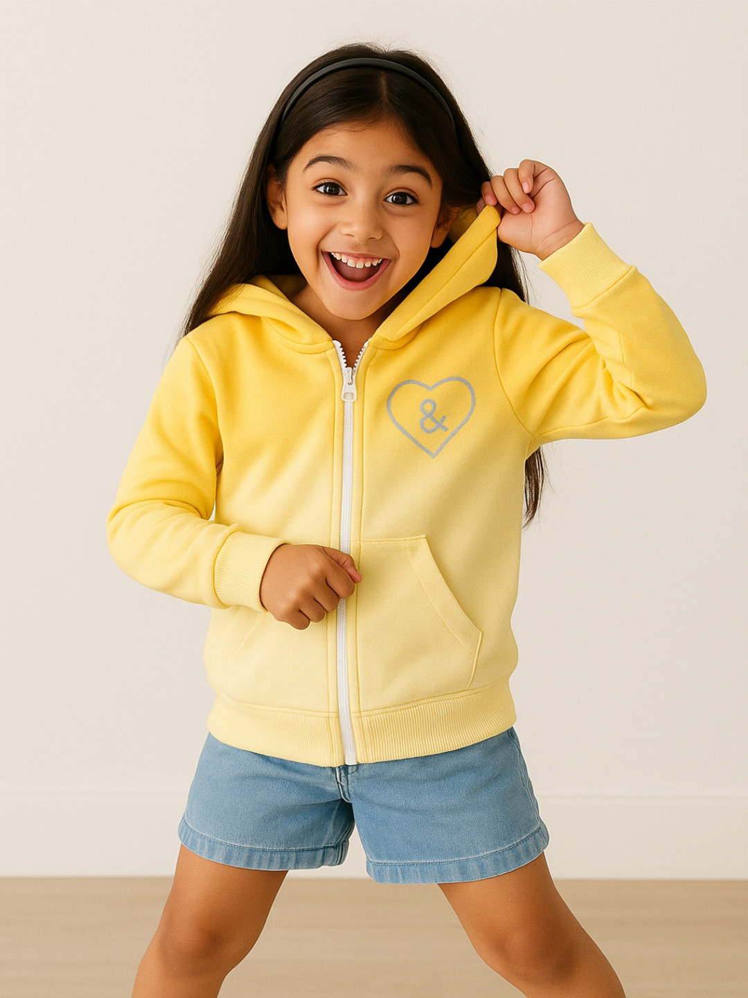 TALES & STORIES Girls Hooded Long Sleeves Front Open Sweatshirt