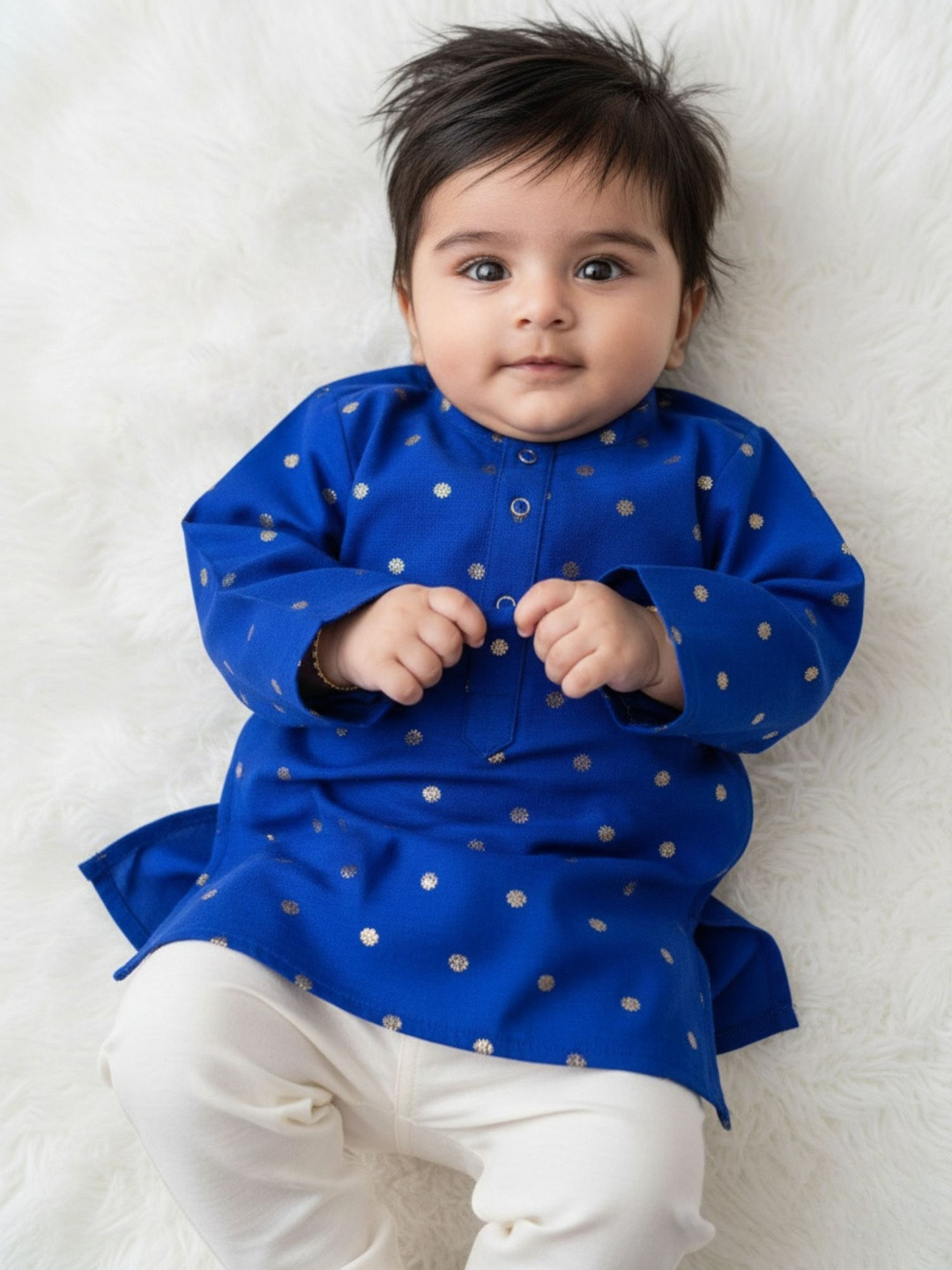 Sangria Kids Boys Blue Pure Silk Kurta With Pyjamas