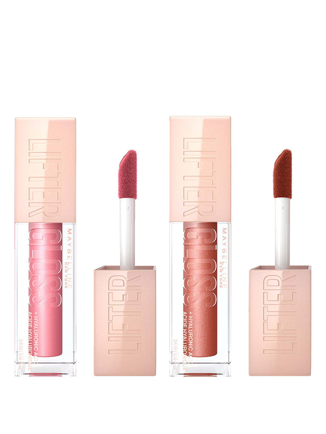 Maybelline New York 2-Pcs Lifter Lip Gloss with Hyaluronic Acid 5.4ml each - Topaz & Petal