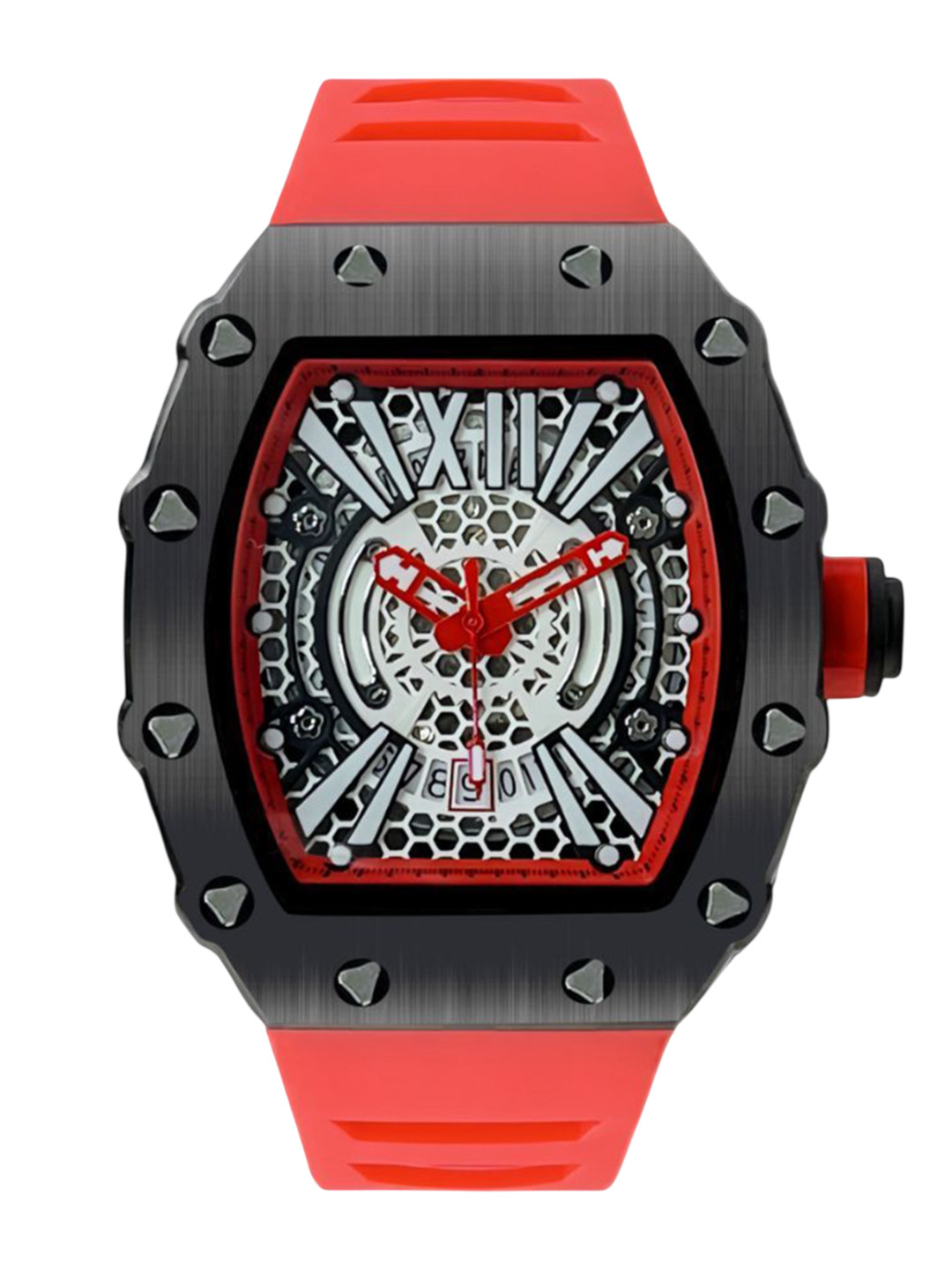 Precious Duke Men Dial & Straps Analogue Pointer Mechanical Watch PD_765723278937_Red_86