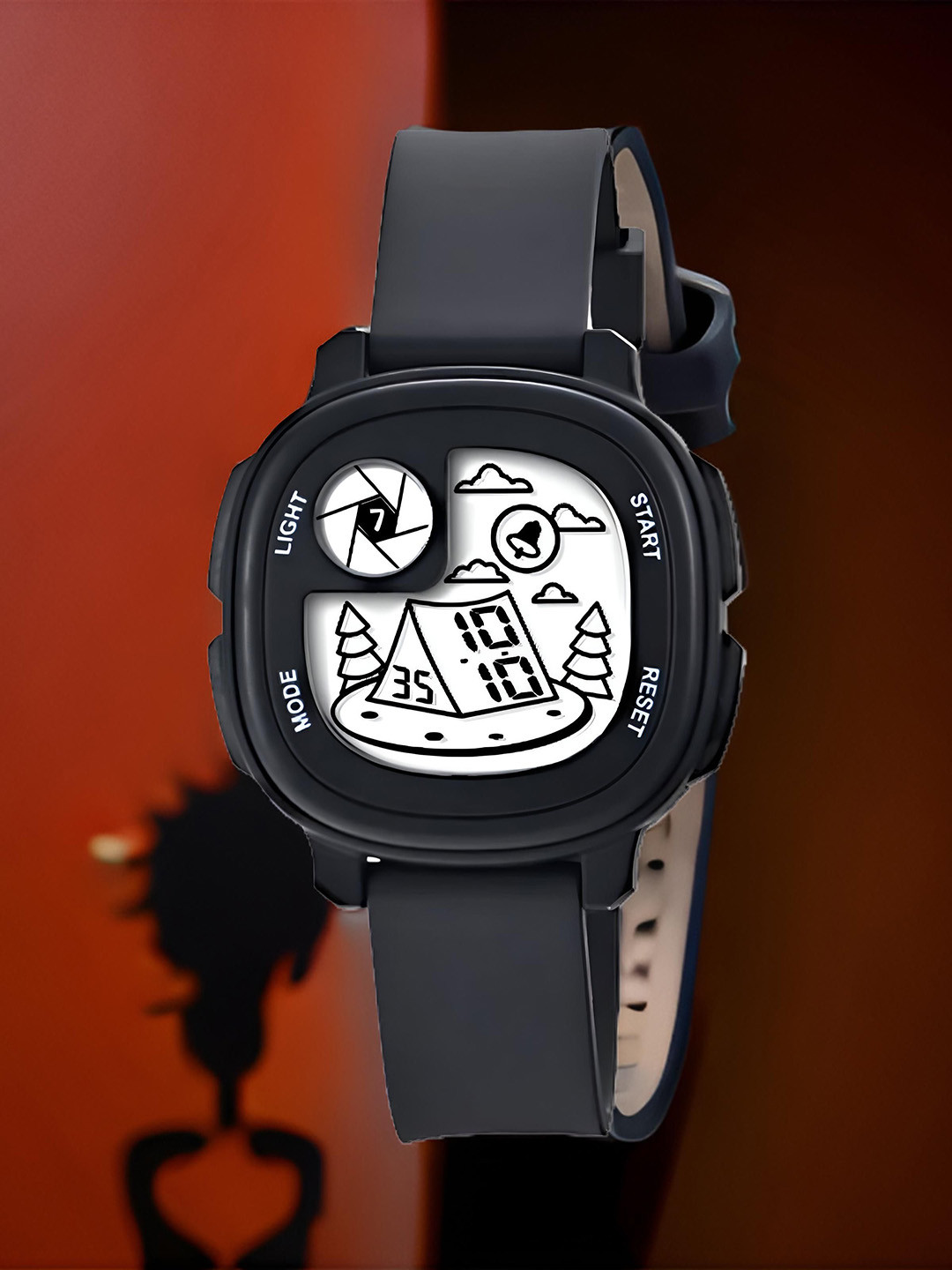 Otage Kids Printed Dial & Straps Digital Multi Function Watch Home Black1