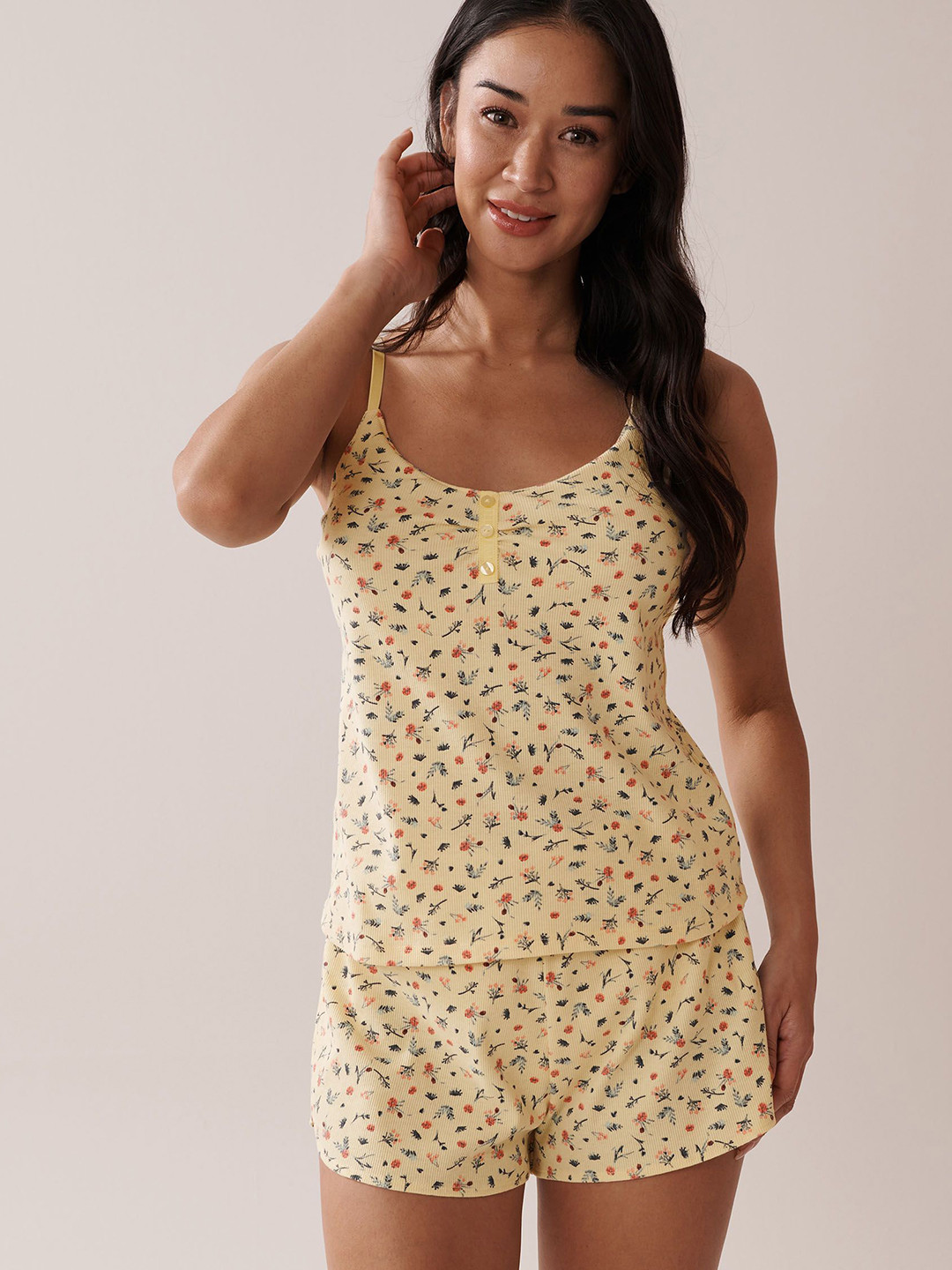 La Vie en Rose Women Ditsy Floral Printed Ribbed Camisole