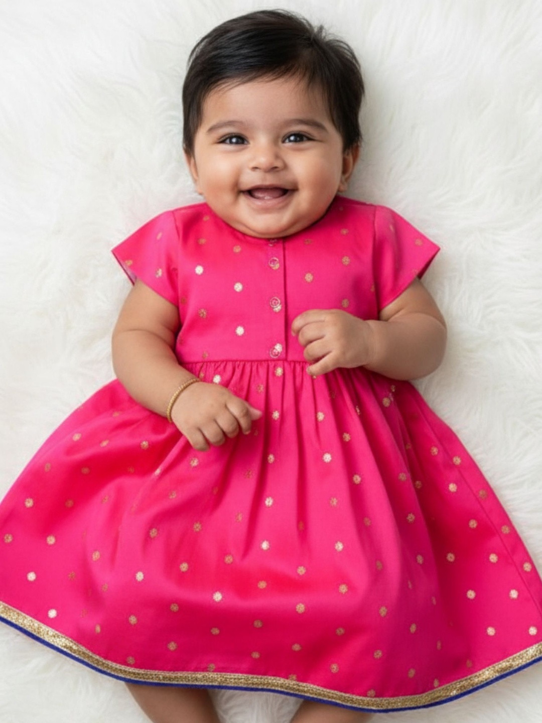 Sangria Kids Silk Pink Zari Lehenga and Pink Blouse Set