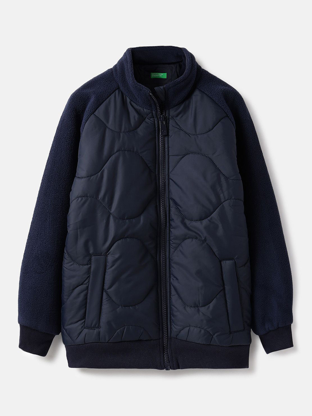 United Colors of Benetton Boys Stand Collar Self Design Padded Jacket