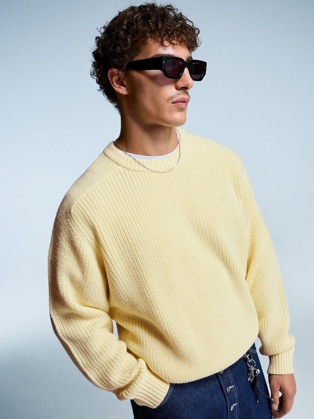 Bershka Purl Knit Wool Blend Sweater