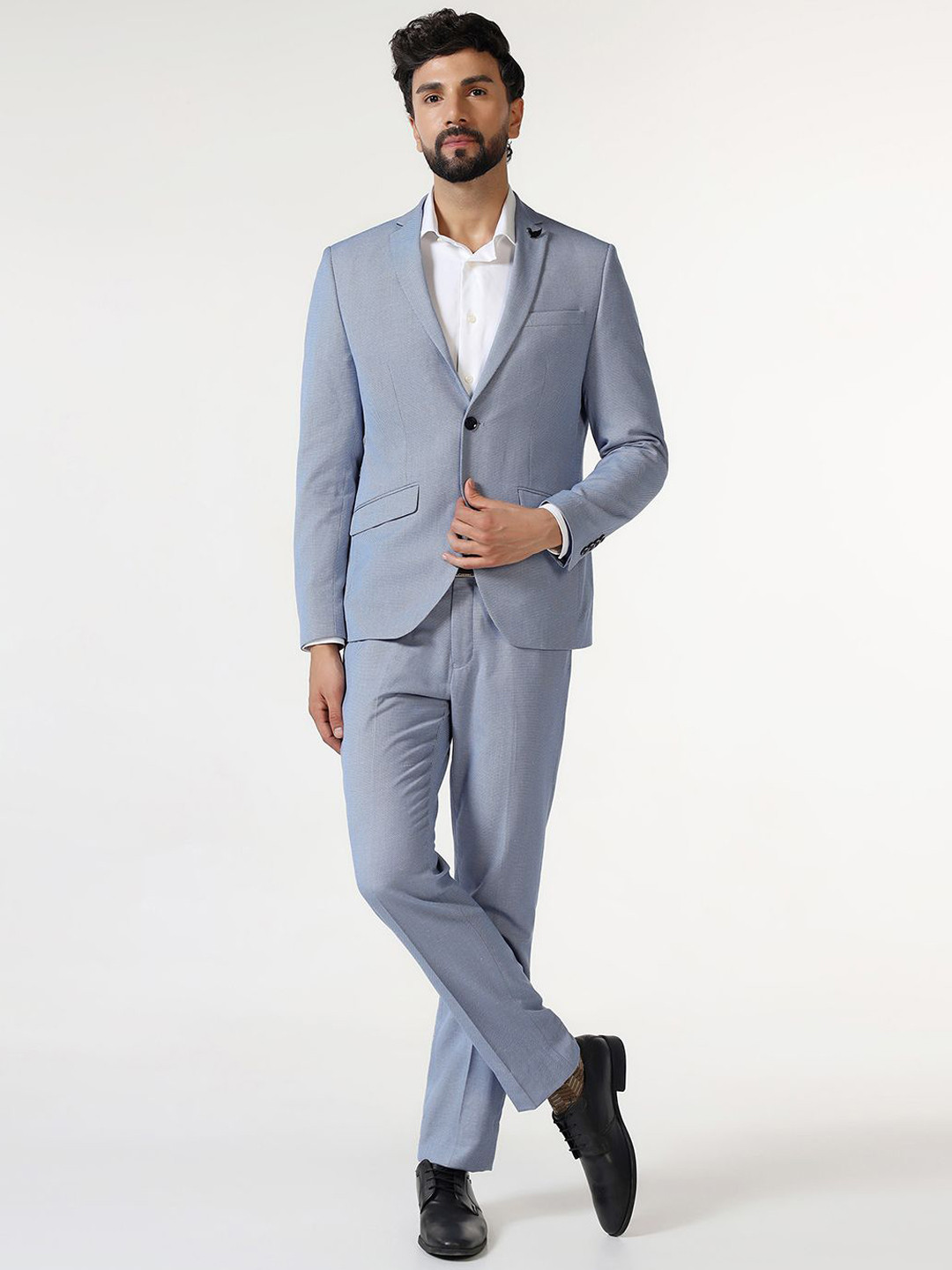 Blackberrys Men Textured Tailored-Fit Single-Breasted Two-Piece Blazer and Trousers Suit