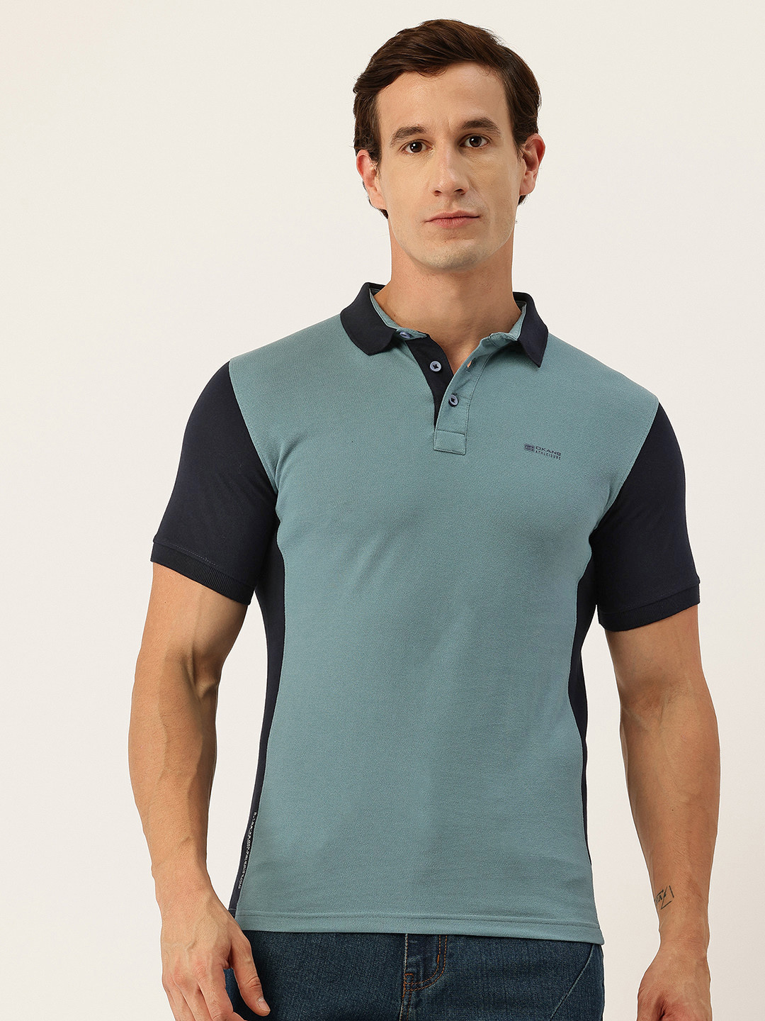 Okane Paneled Polo Collar T-shirt