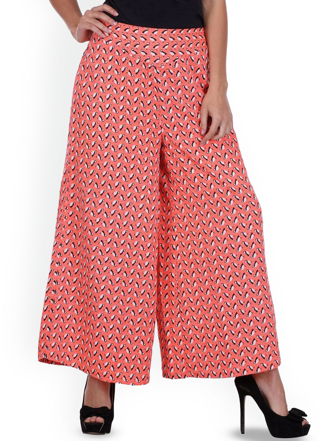 Deewa Women Animal Printed Wide Leg Anti Fit Palazzo