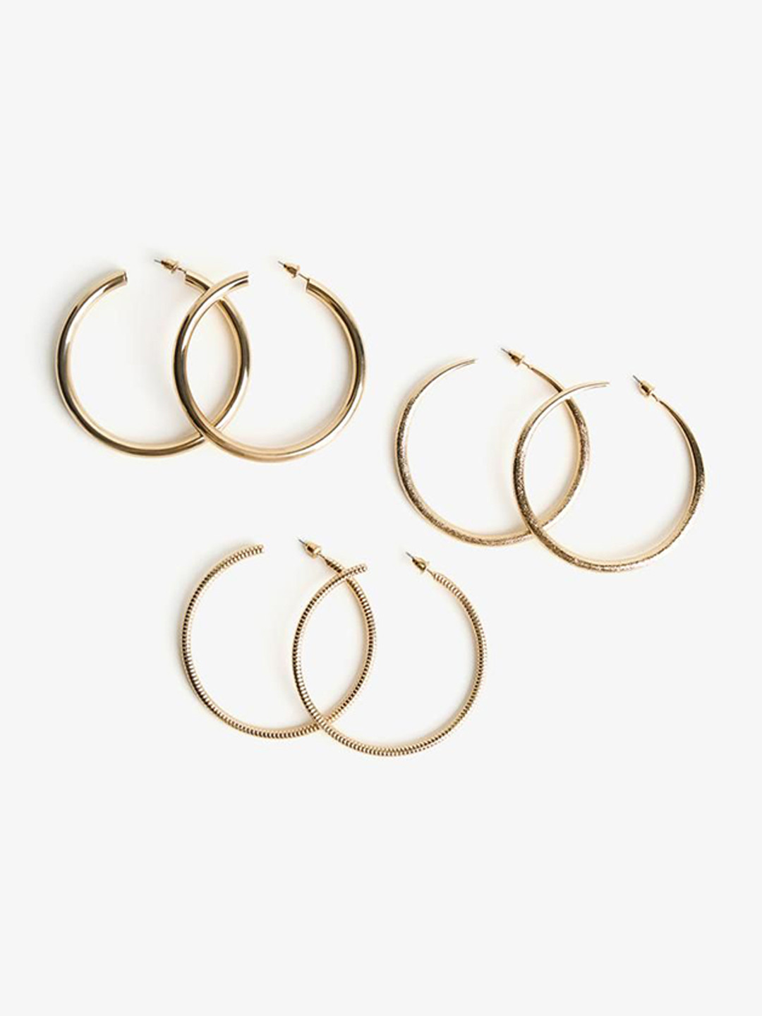 Bershka Set Of 3 Contemporary Hoop Earrings