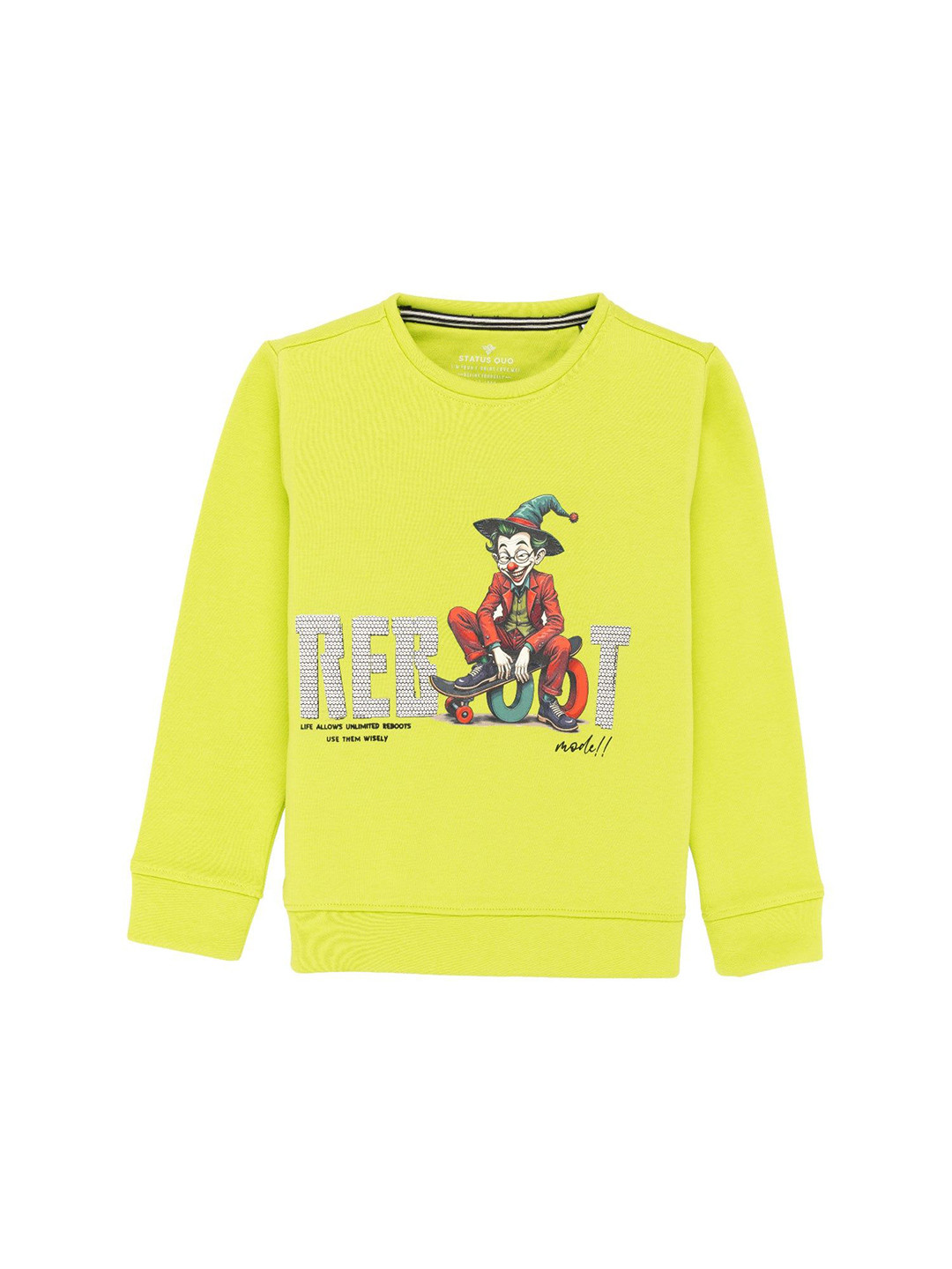 Status Quo Boys Typography and Cartoon Print Fleece Full Sleeve Sweatshirt