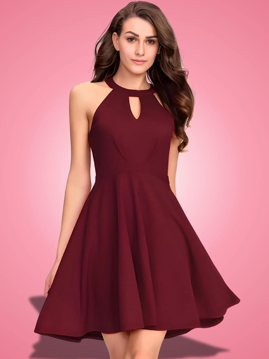 HEMANG FASHION Keyhole Neck Mini Dress