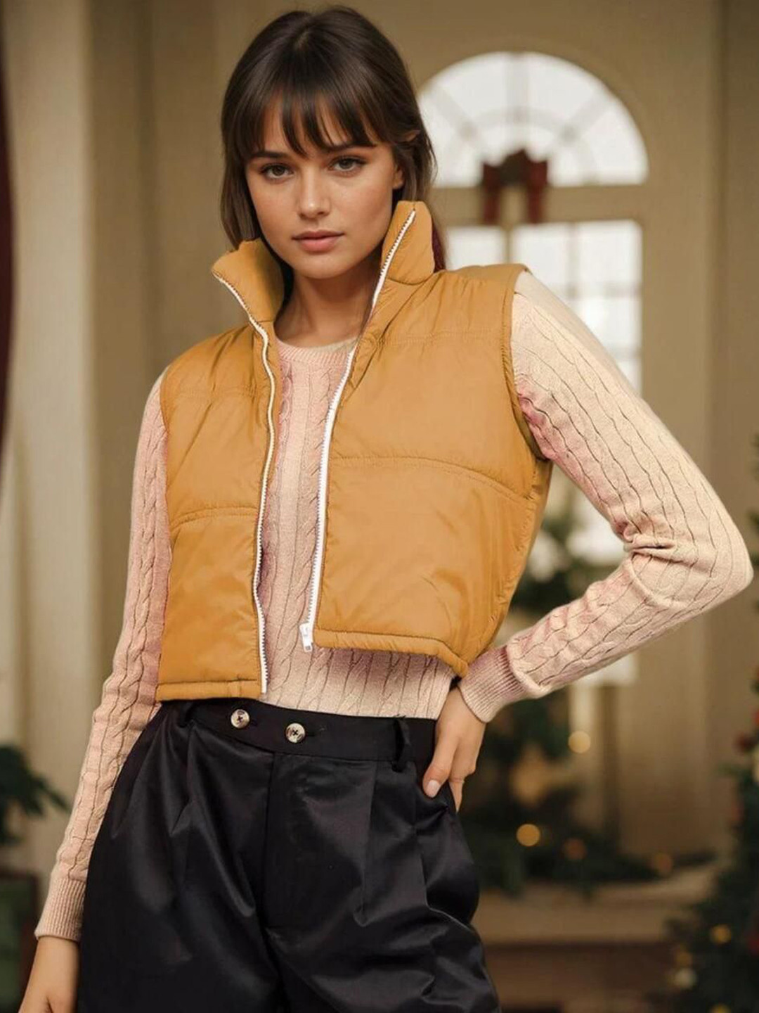 Kotty Women Stand Collar Solid Lightweight Padded Jacket