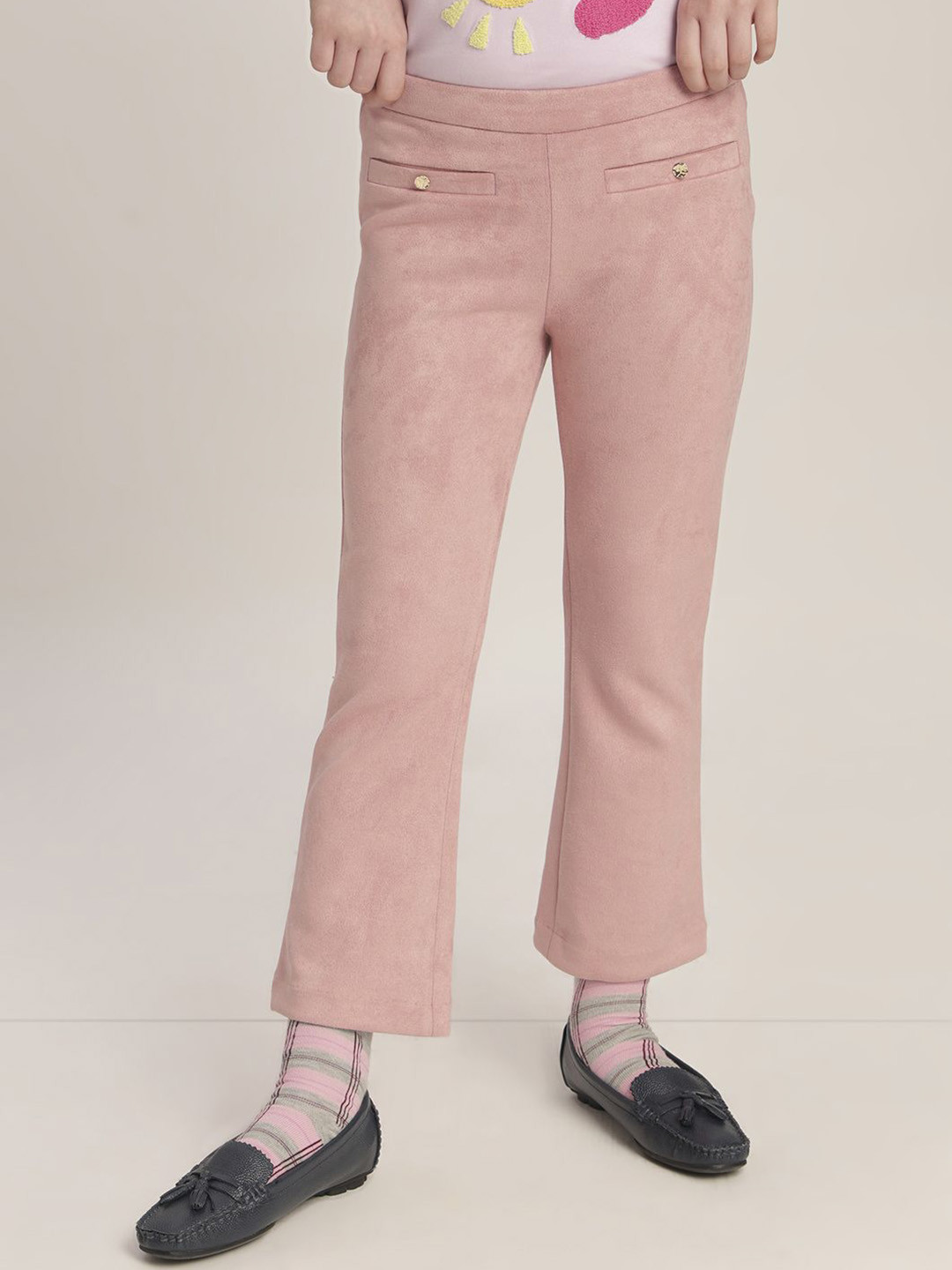 Vero Moda Girls Bootcut Mid-Rise Flat-Front Regular Trousers