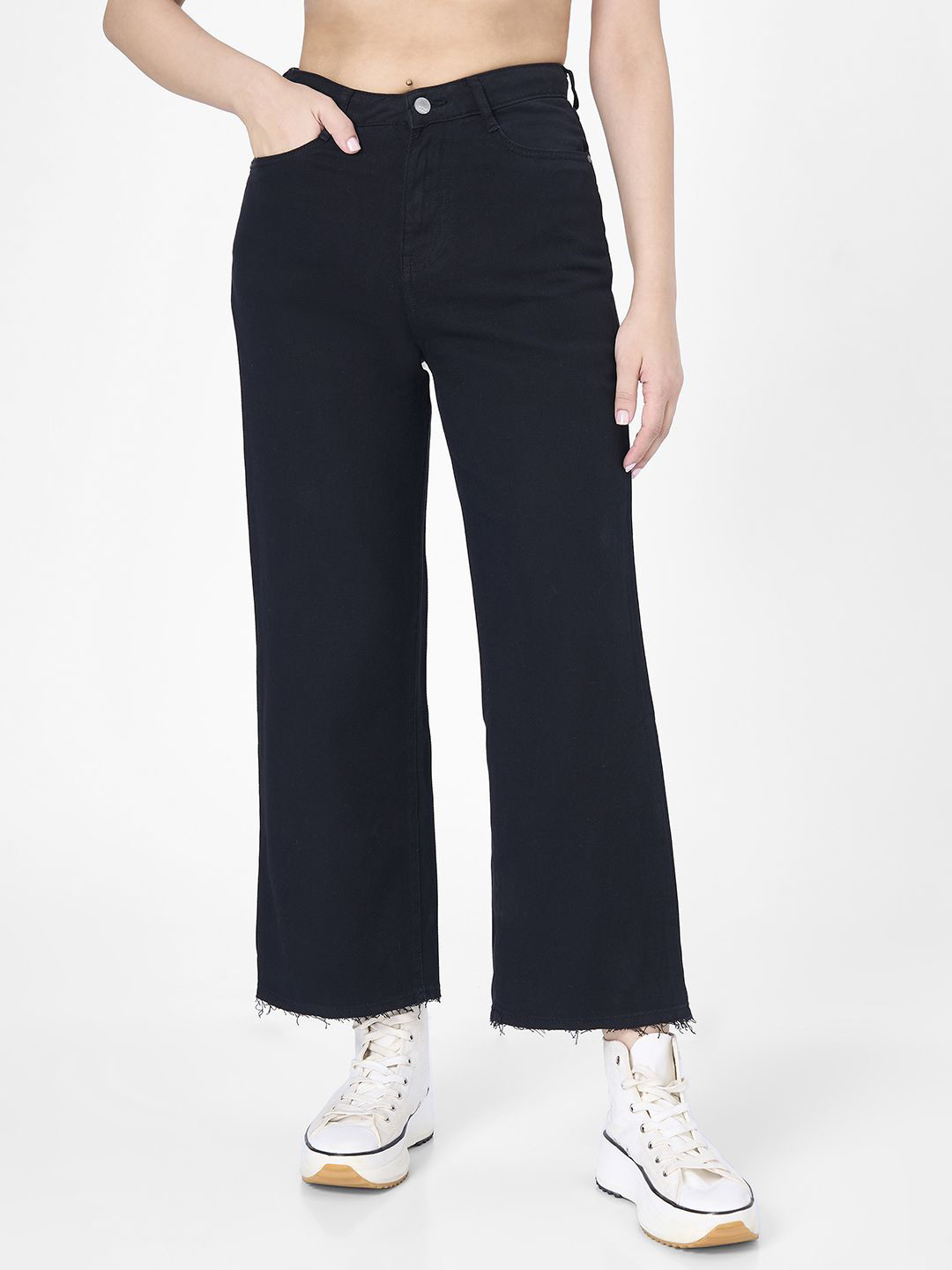 Kraus Jeans Women Wide Leg Mid-Rise Crop Jeans