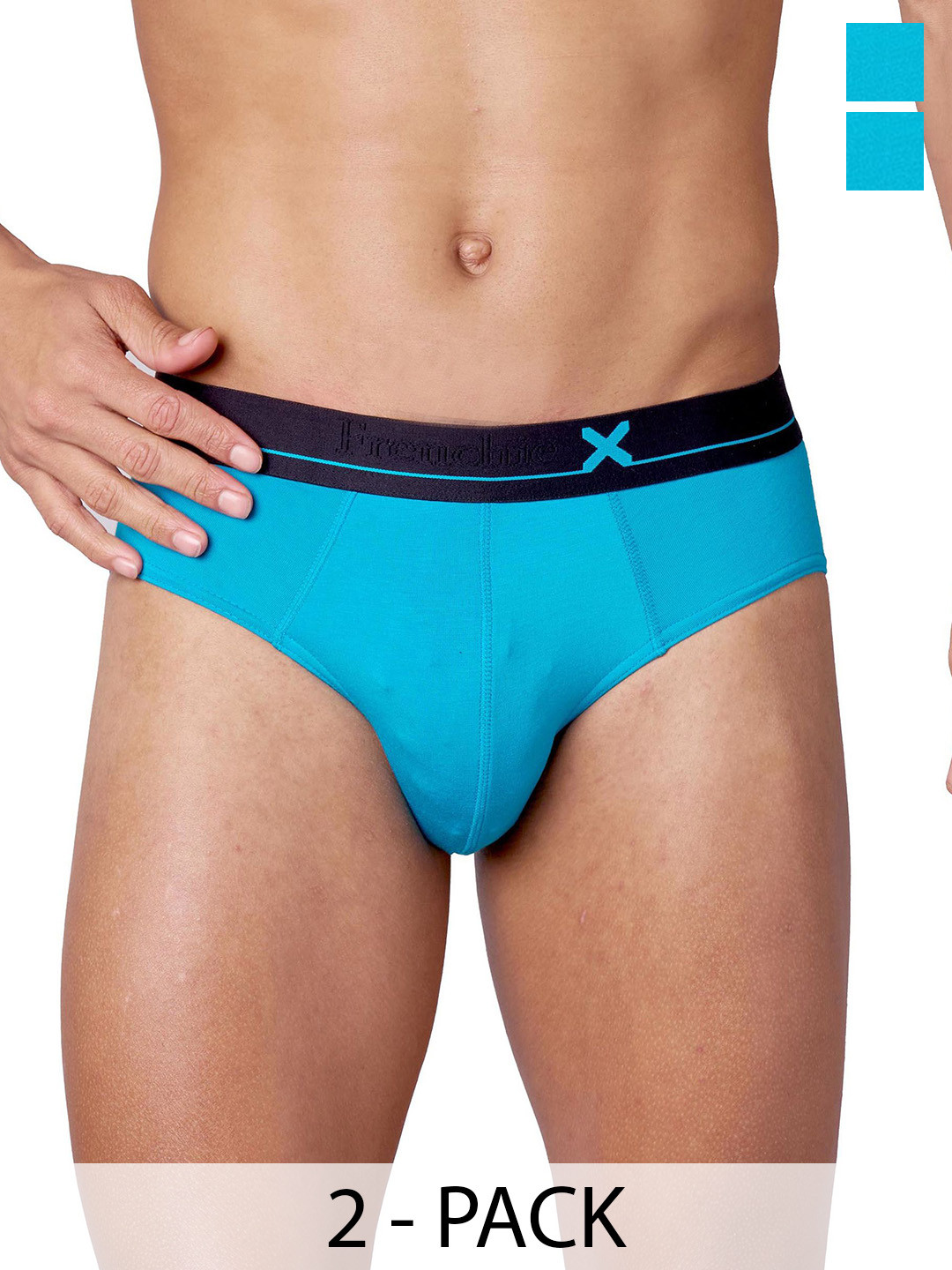FRENCHIE Pack Of 2 Mid-Rise Basic Briefs FR-MI-BF-LOWS-1X5-CBBLU-S-PO2