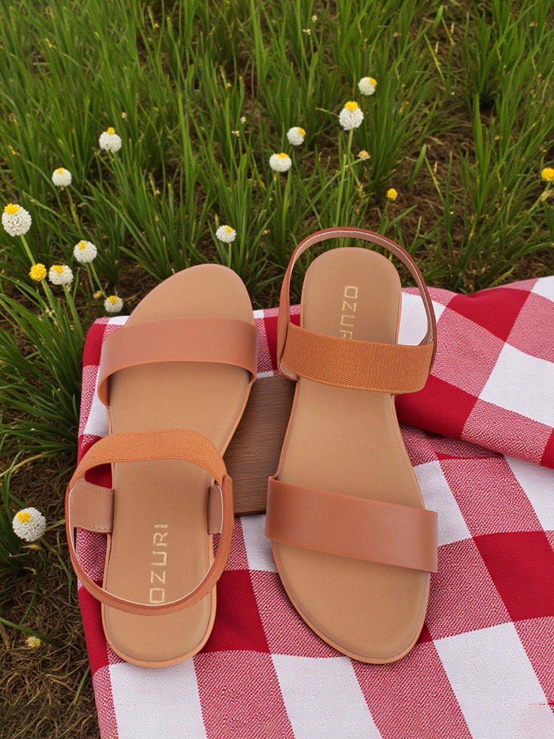 Ozuri Cushioned Footbed Open Toe Flats