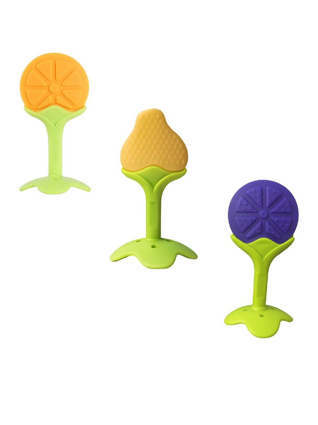 Kalra Magic 3Pcs Yellow & Green BPA-Free Fruit Shaper Small Teethers