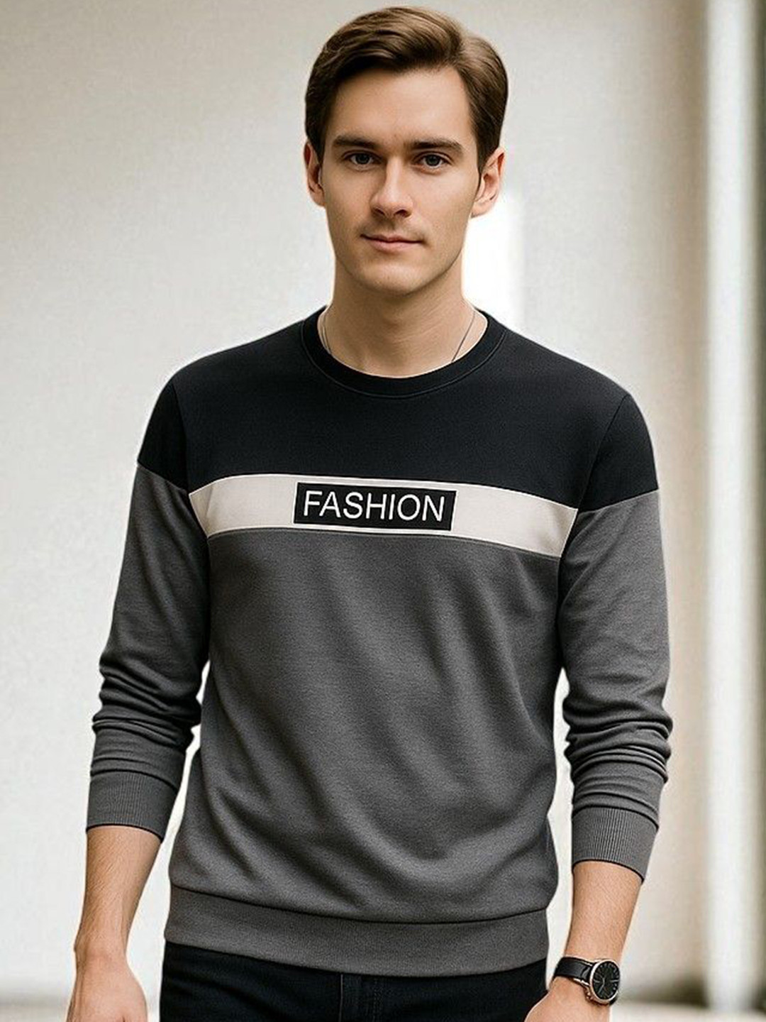 FAOES Men Typography Printed Round Neck Cotton T-shirt