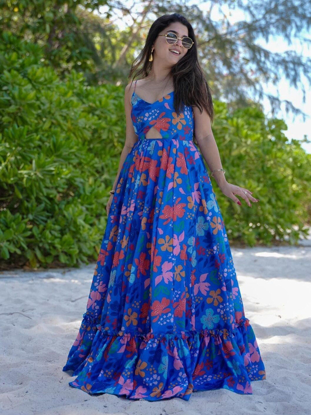 Happy Design Women Floral Printed Layered Maxi Dress