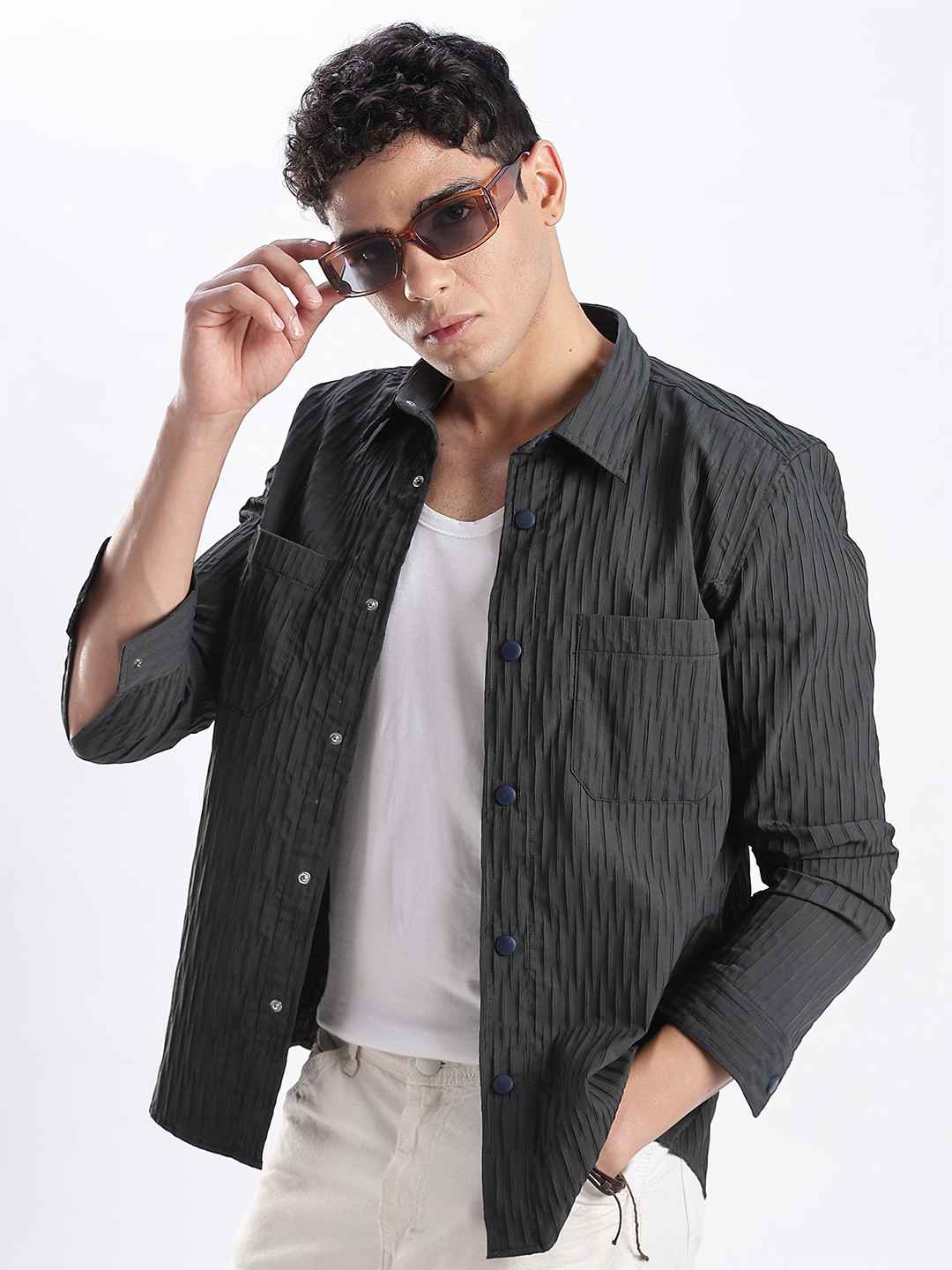 NEVER NEUD Men EBCO Regular Slim Fit Casual Shackets Shirt