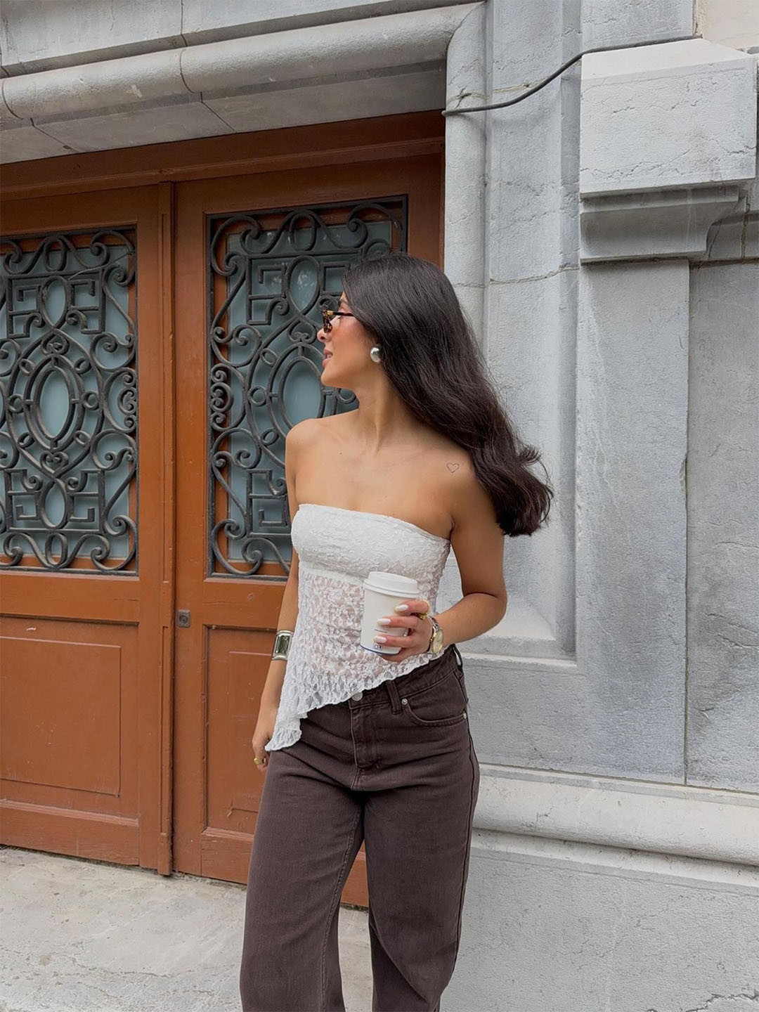 Bershka Women Strapless Lace Tube Top