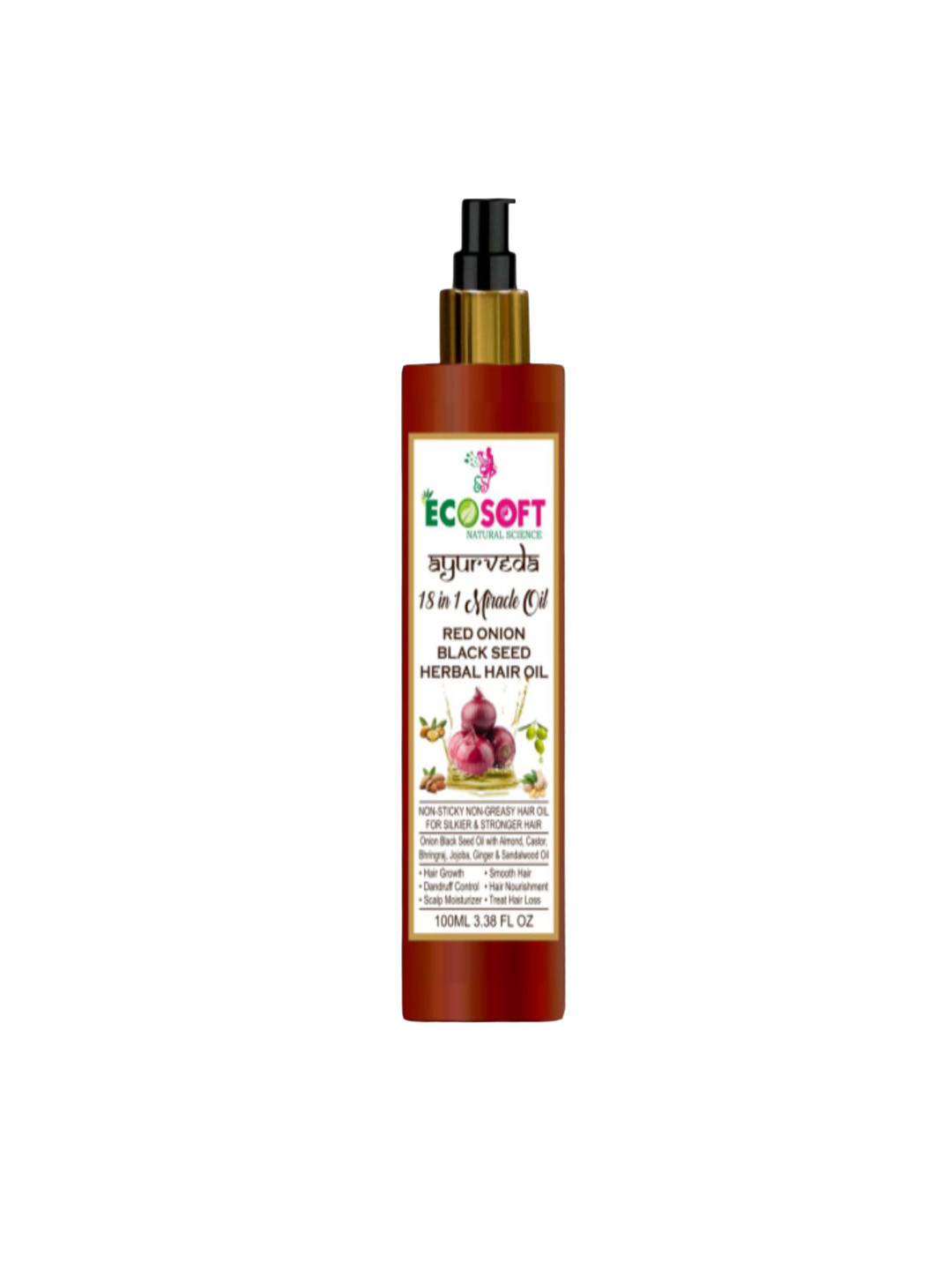 ECOSOFT AYURVEDA Red Onion With Ginger Hair Oil - 100 ml