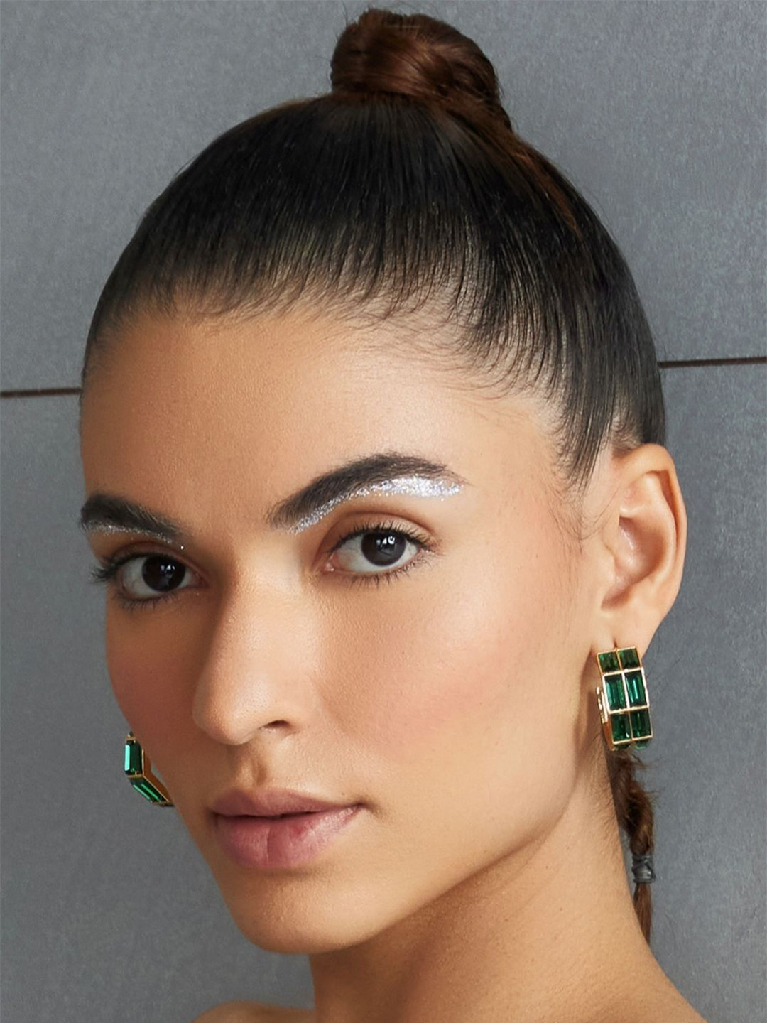 BBlingg Chandelier Baguette Swarovski Crystal Studded Contemporary Hoop Earrings