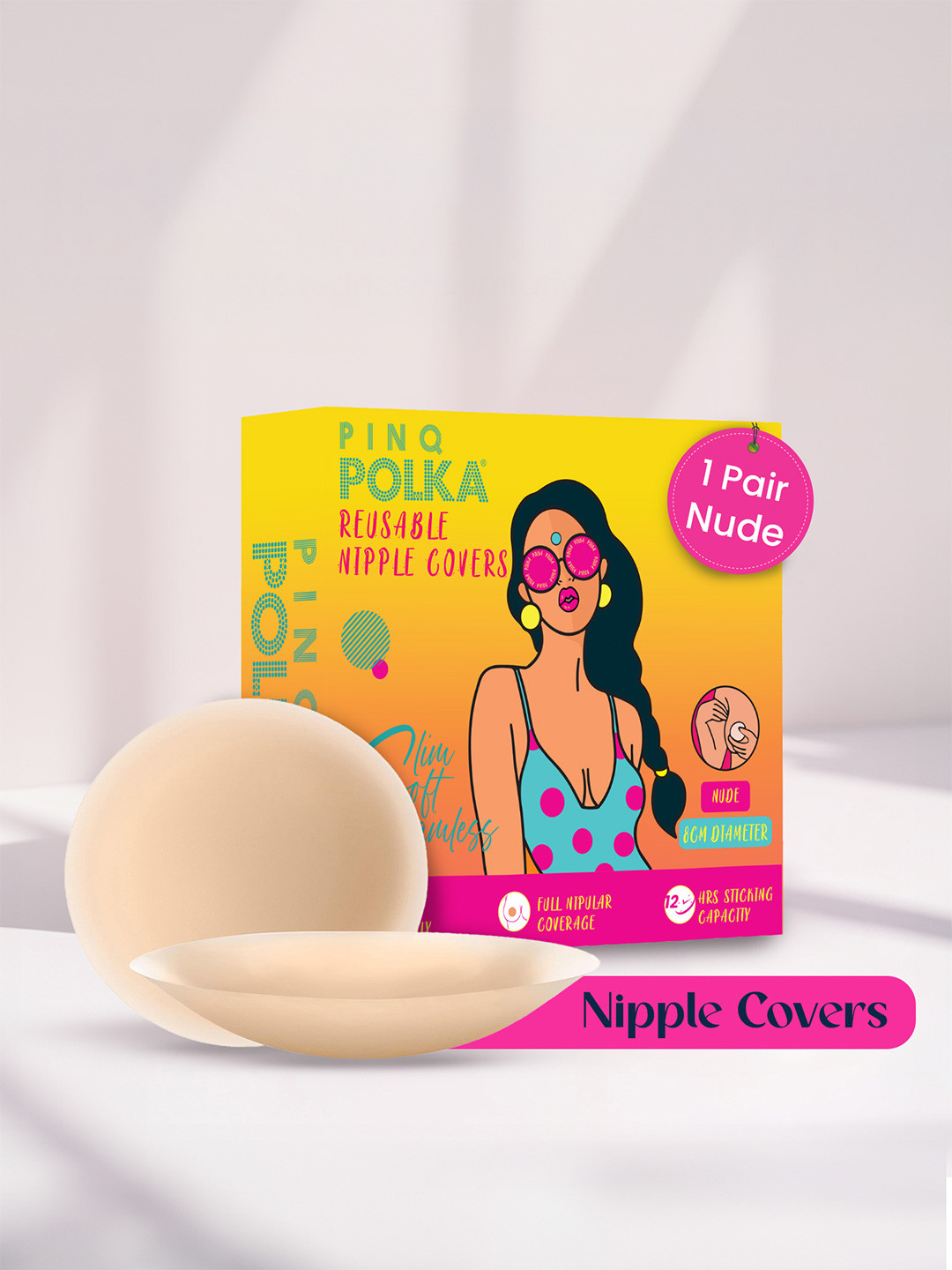 PINQ POLKA Reusable Nipple Cover For Women Nude Silicone Nipple Pasties 2 Pcs