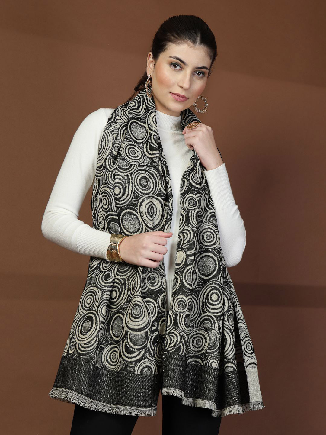 Mafadeny Women's Winter Wool  Circle Pattern Scarf