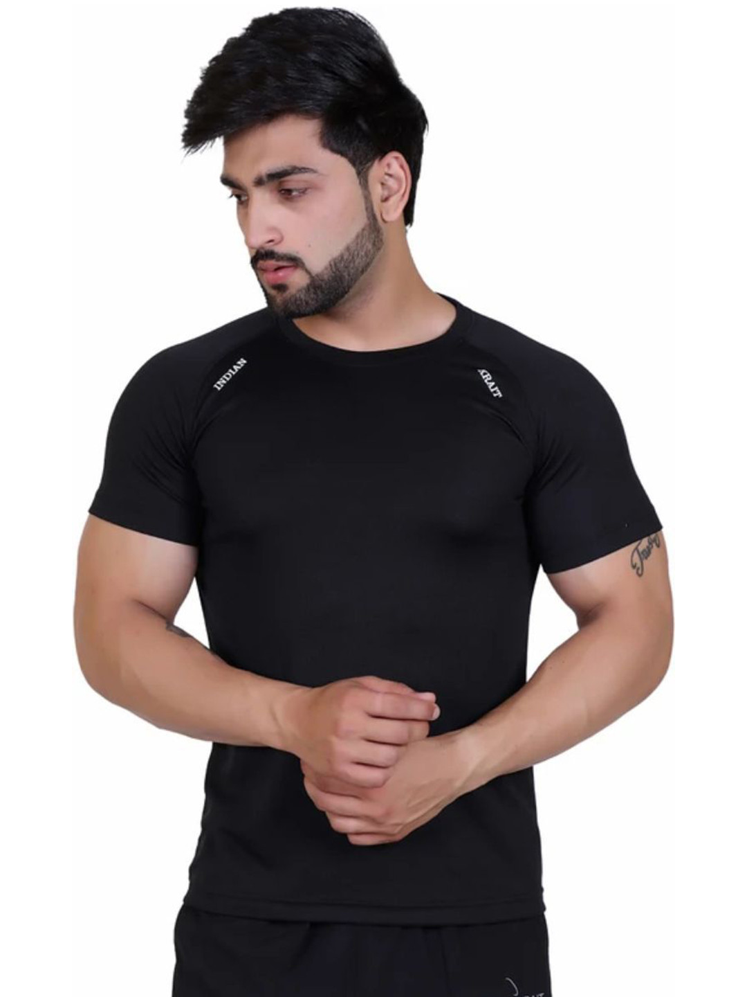 Indian Krait Men Solid Round Neck Muscle Fit T-shirt