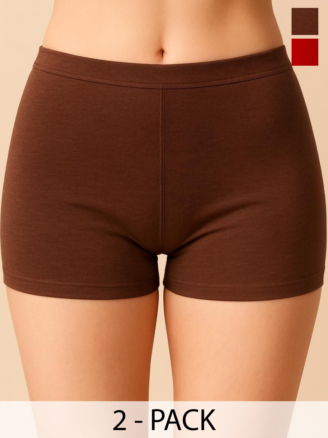 Apraa & Parma Pack Of 2 Anti-Microbial Boy Shorts Briefs AP SBT-33 Red,Brown XS-2