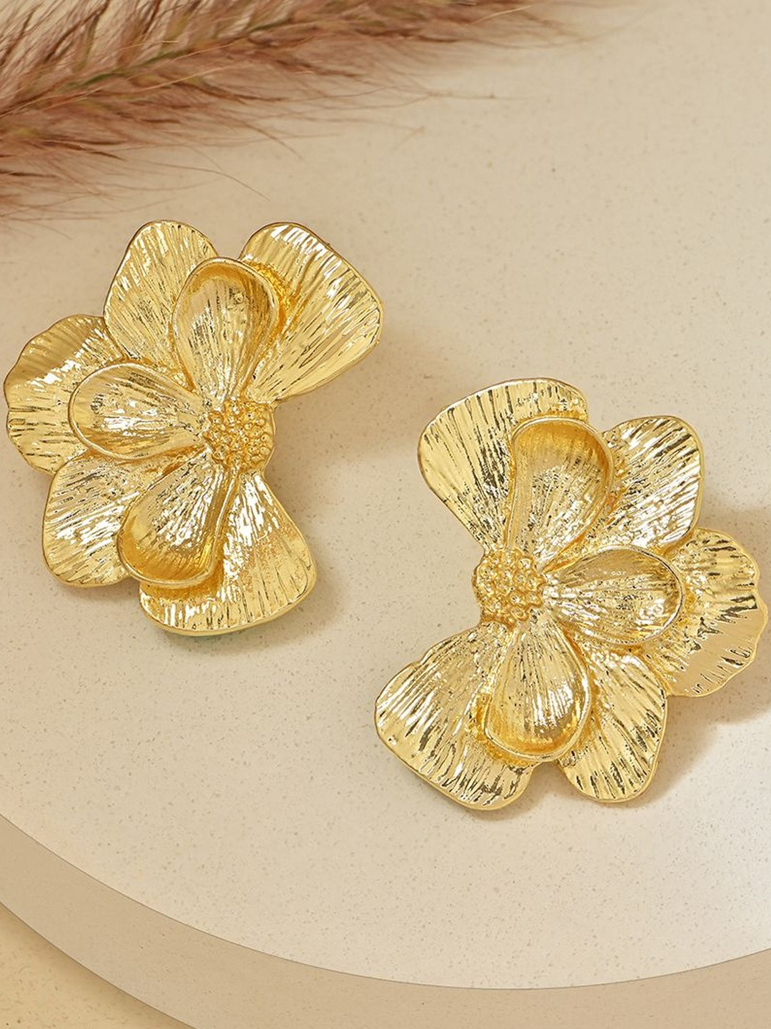 ToniQ Gold-Plated Floral Shaped Studs