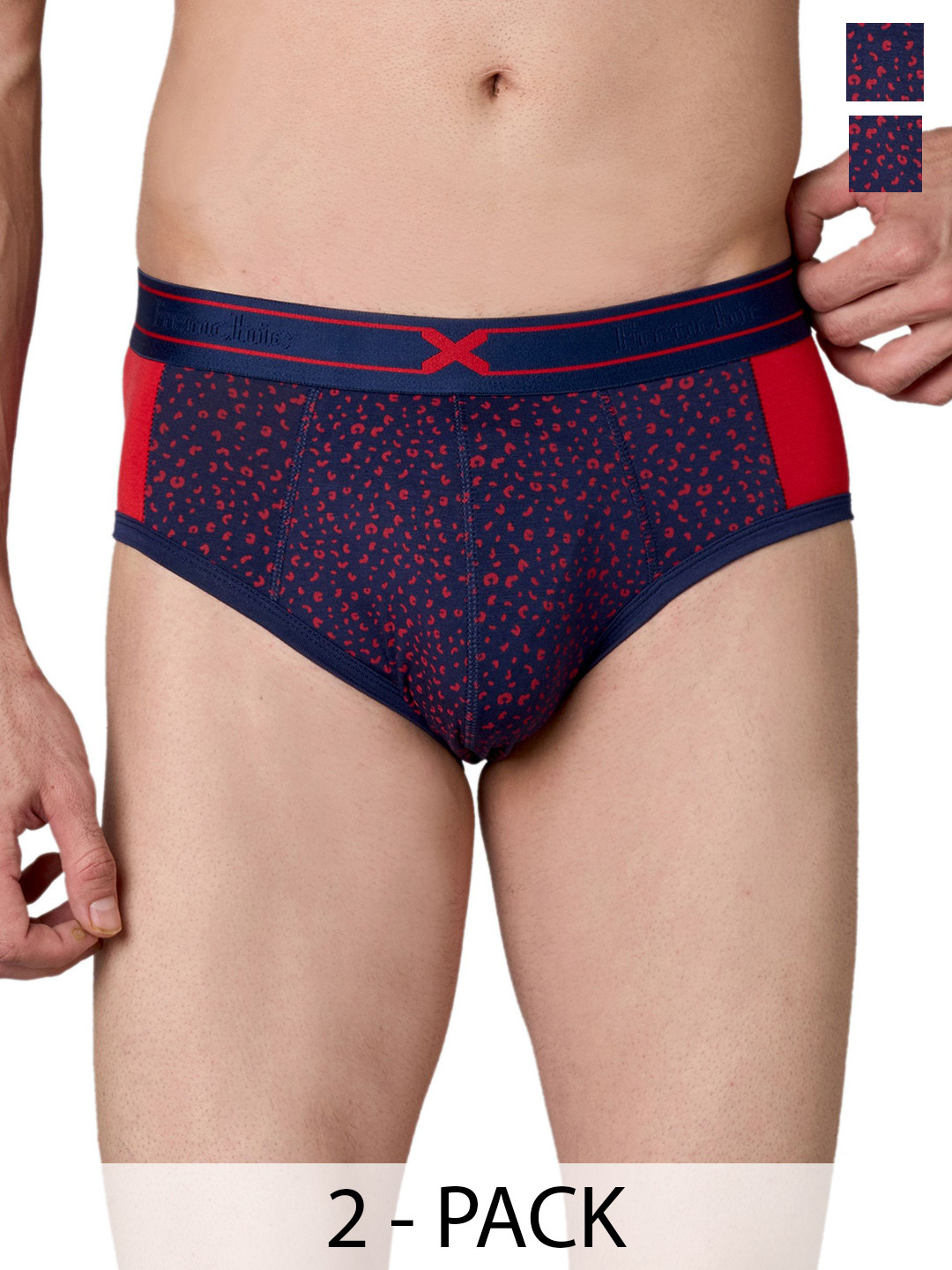 FRENCHIE Men Pack Of 2 Printed Anti Bacterial Basic Briefs FR-MI-BF-LIT-1X5-ADRED-S-PO2