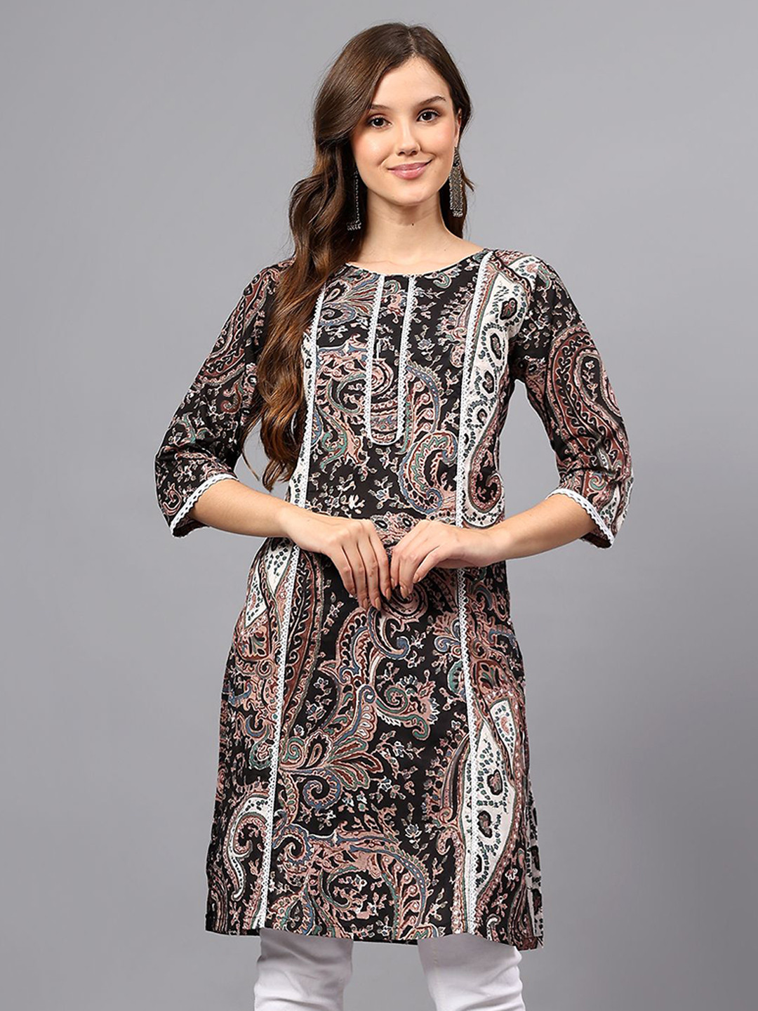 ZARISTAA Paisley Printed Pure Cotton Straight Kurta