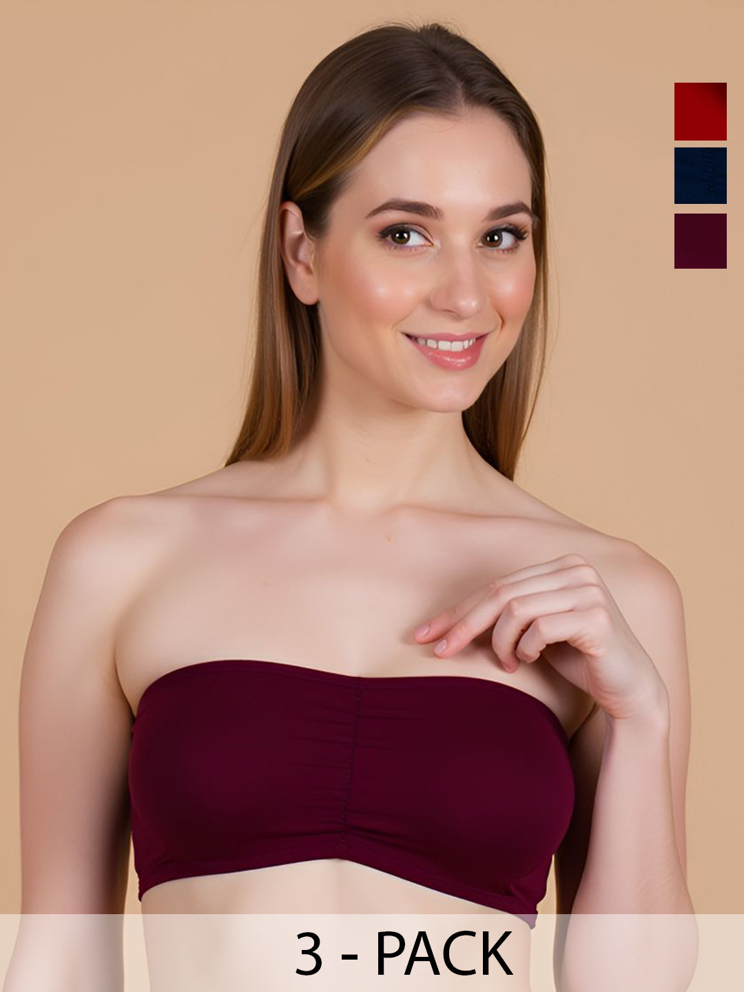 ComfyStyle Pack Of 3 Bandeau Underwired Bra