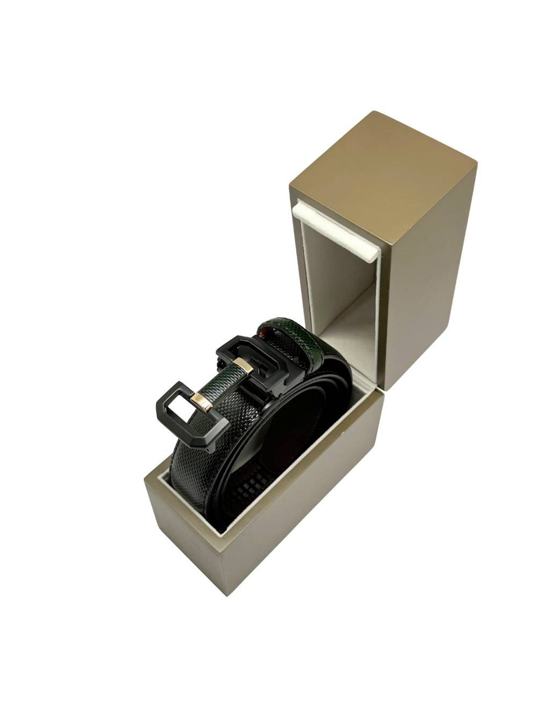 The Tie Hub Men Textured Patina Polish Ratchet Belt