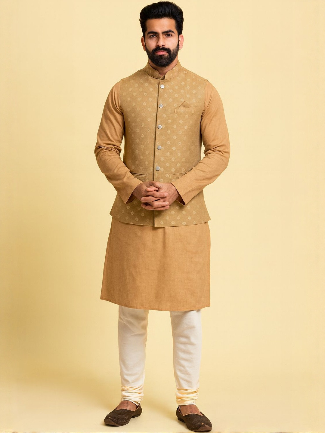 Shahi Achkan Men Brown Party Wear Waistcoat