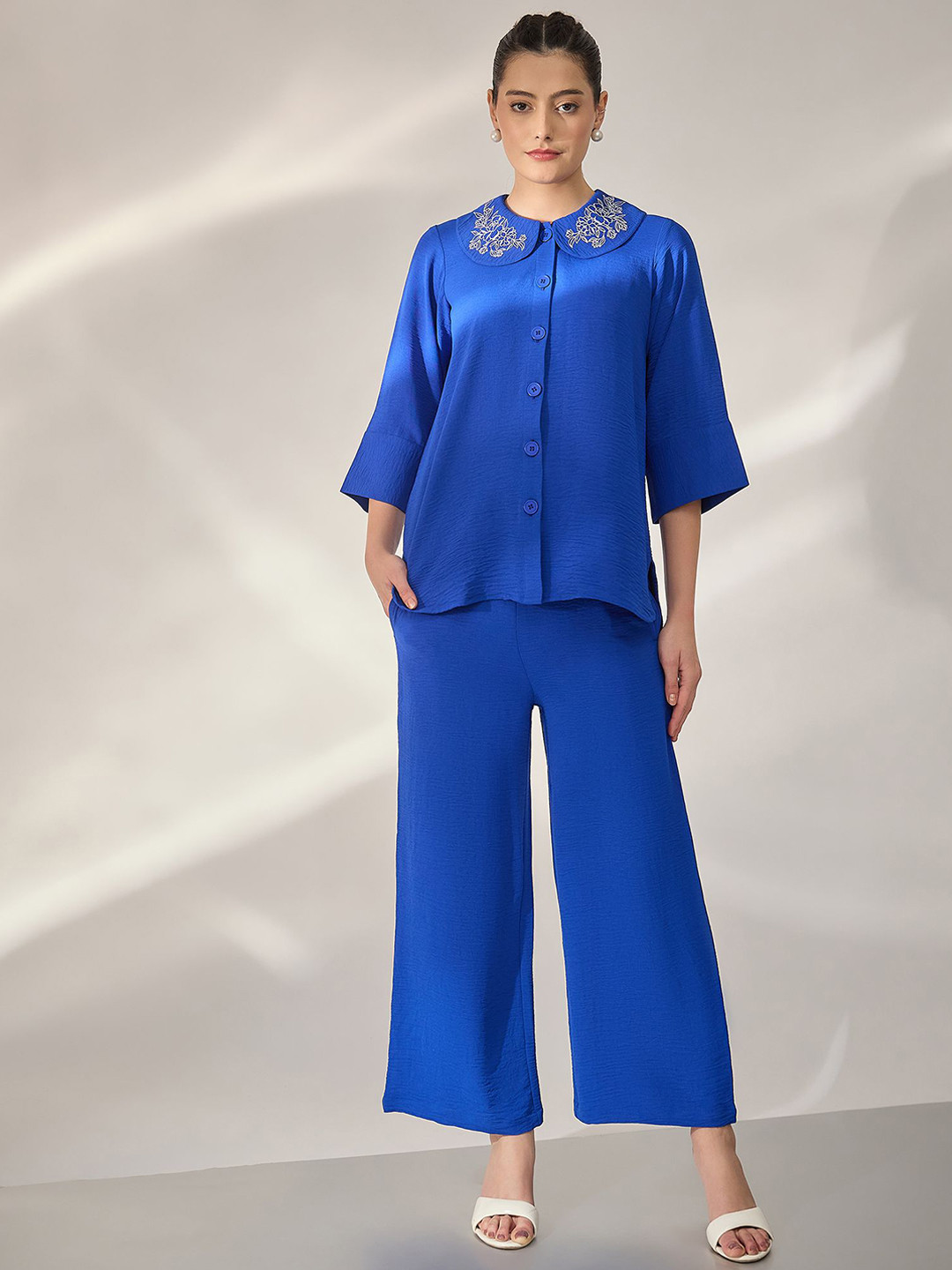 PANIT Embroidered Collar Shirt With Trouser