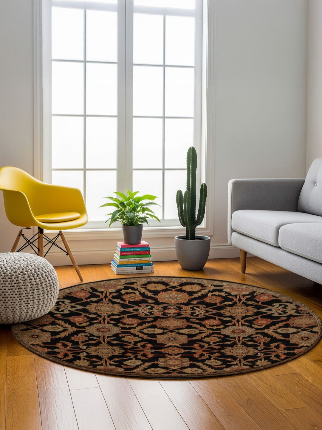 Surya Living Black & Rust Anti-Skid Woolen Carpet