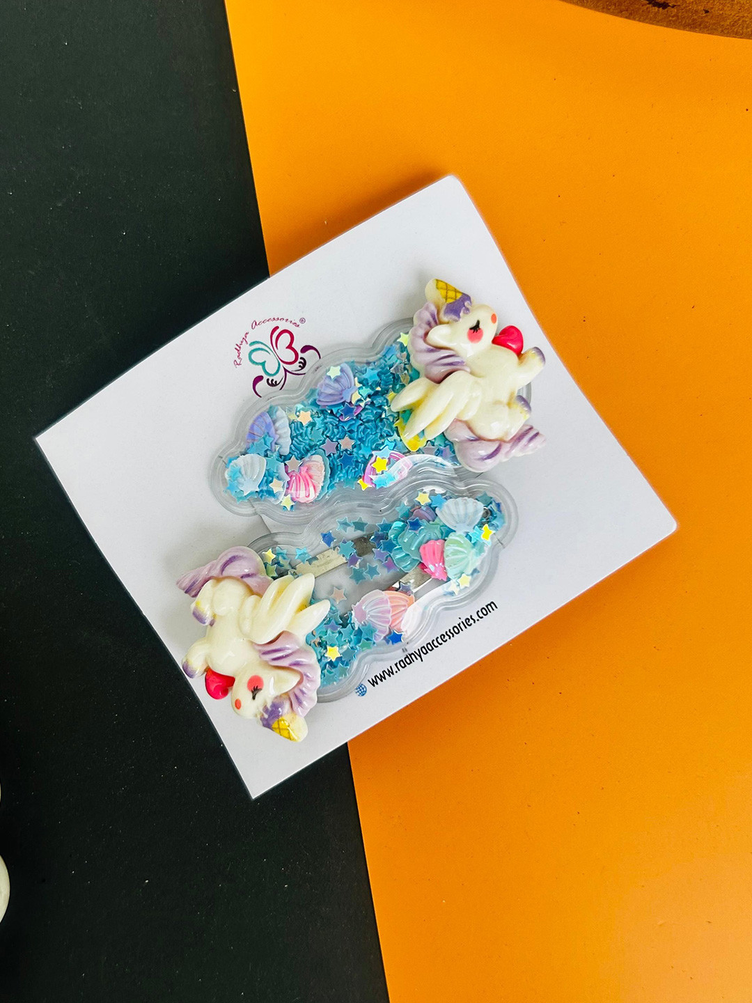 Radhya Accessories Women Set Of 2 Glitter Unicorn Tictac Pair