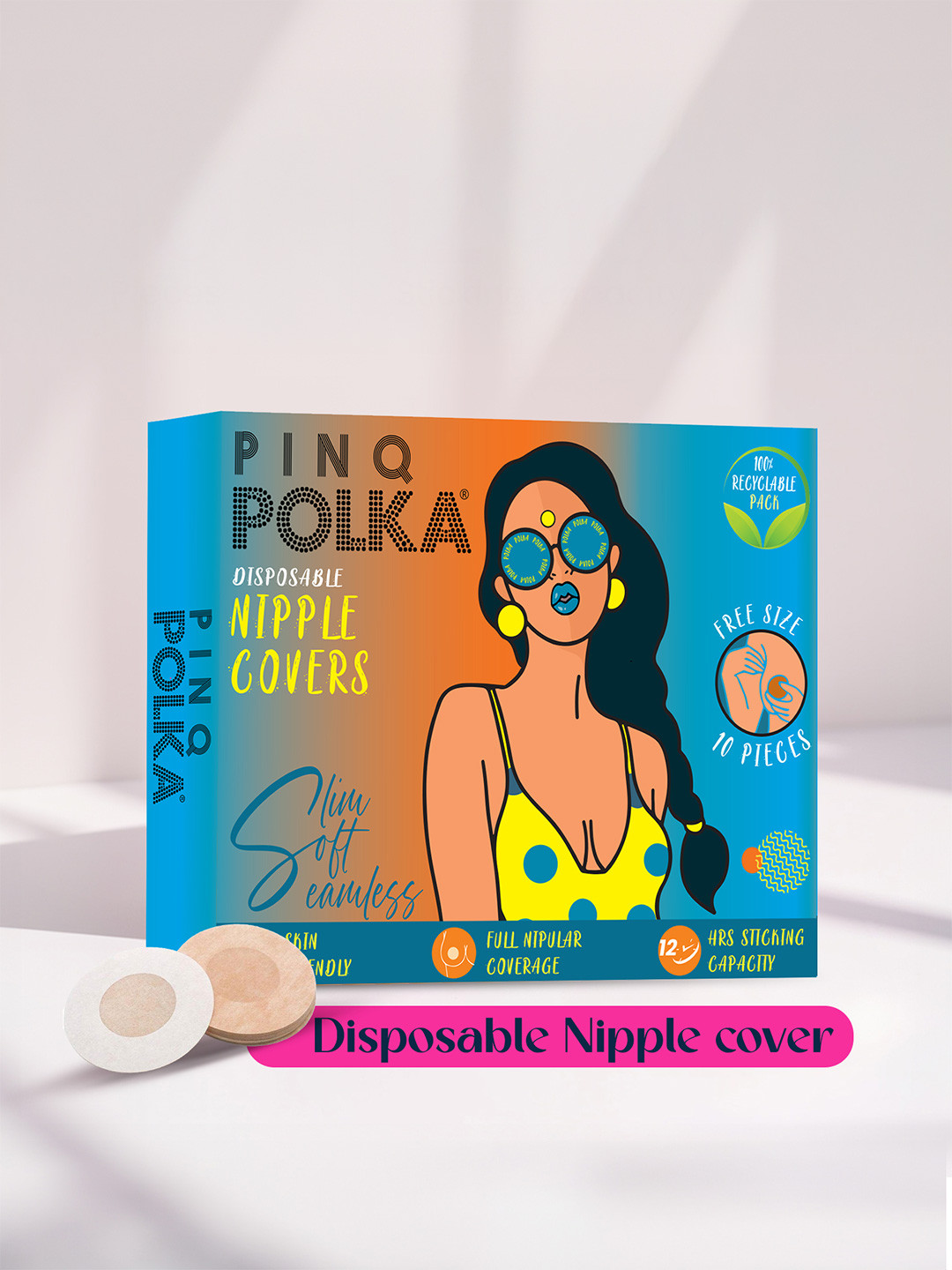 PINQ POLKA Disposable Nipple Pasties For Women Stick On Nipple Covers 10 Pcs