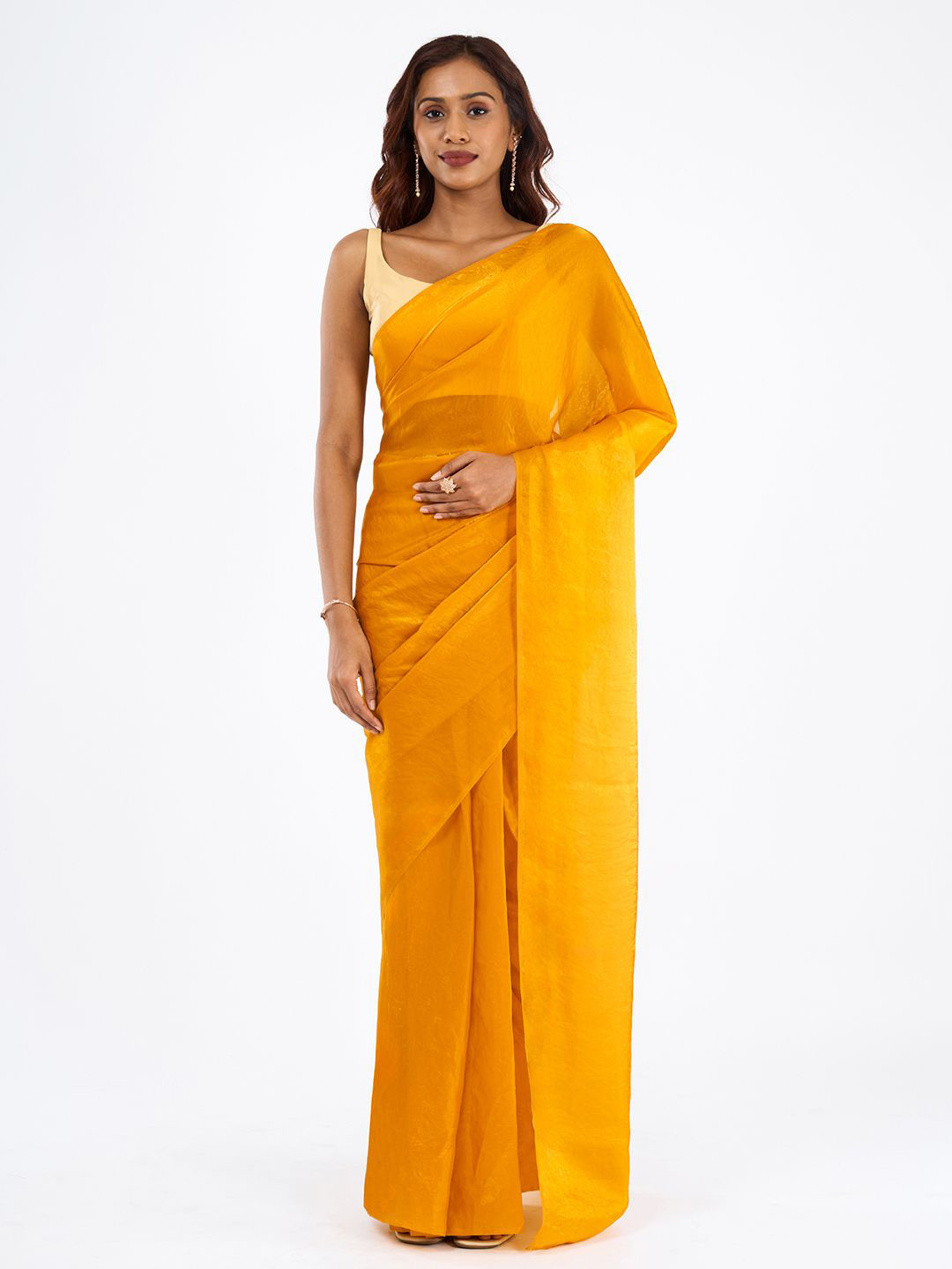 TEEJH Irya Mustard Pre-Draped Saree
