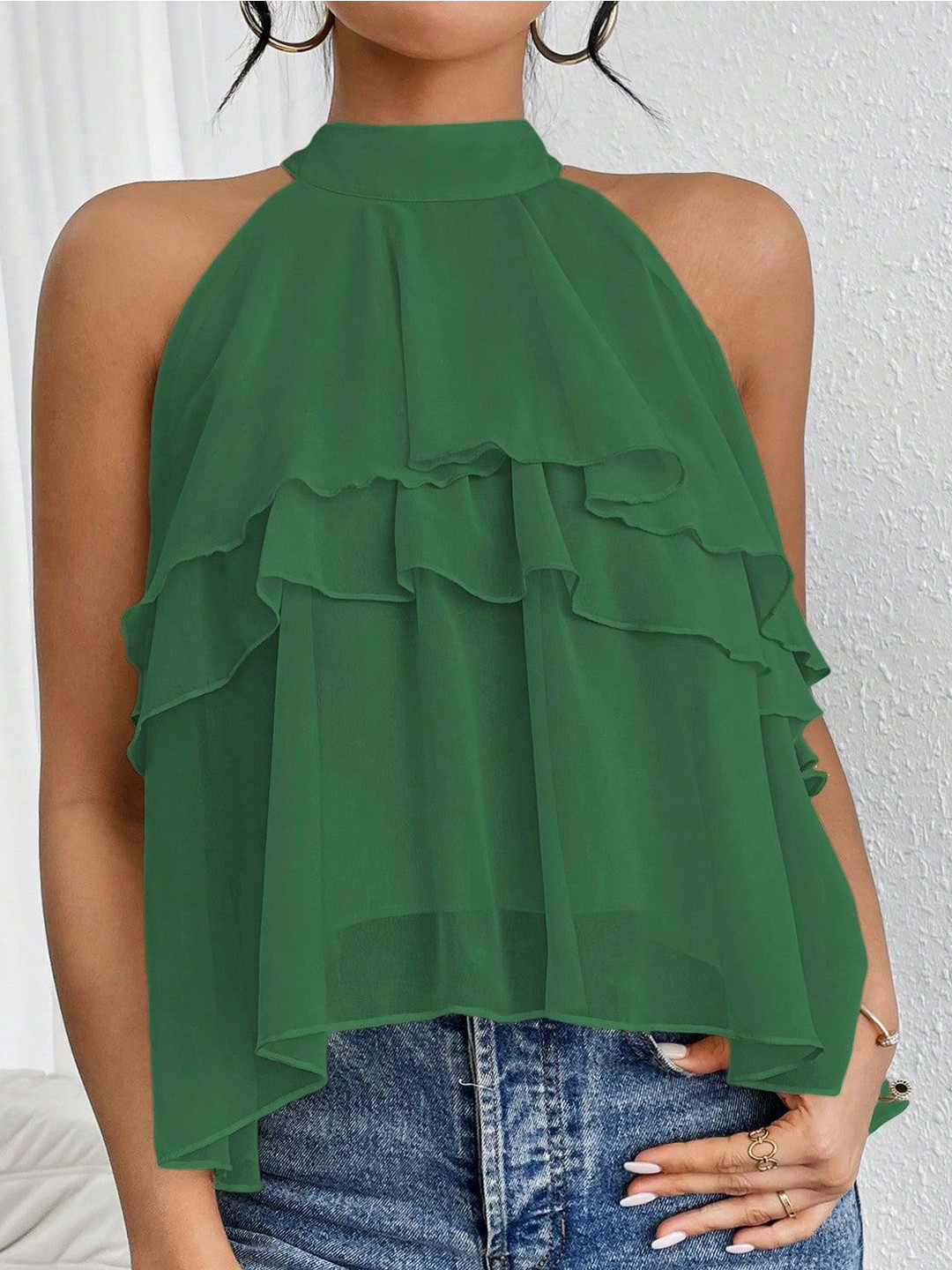 StyleCast Halter Neck Ruffles Top
