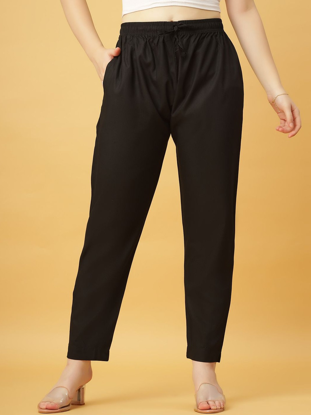 GANIX FASHION THAT DEFINE YOU Women Straight Fit High-Rise Trousers