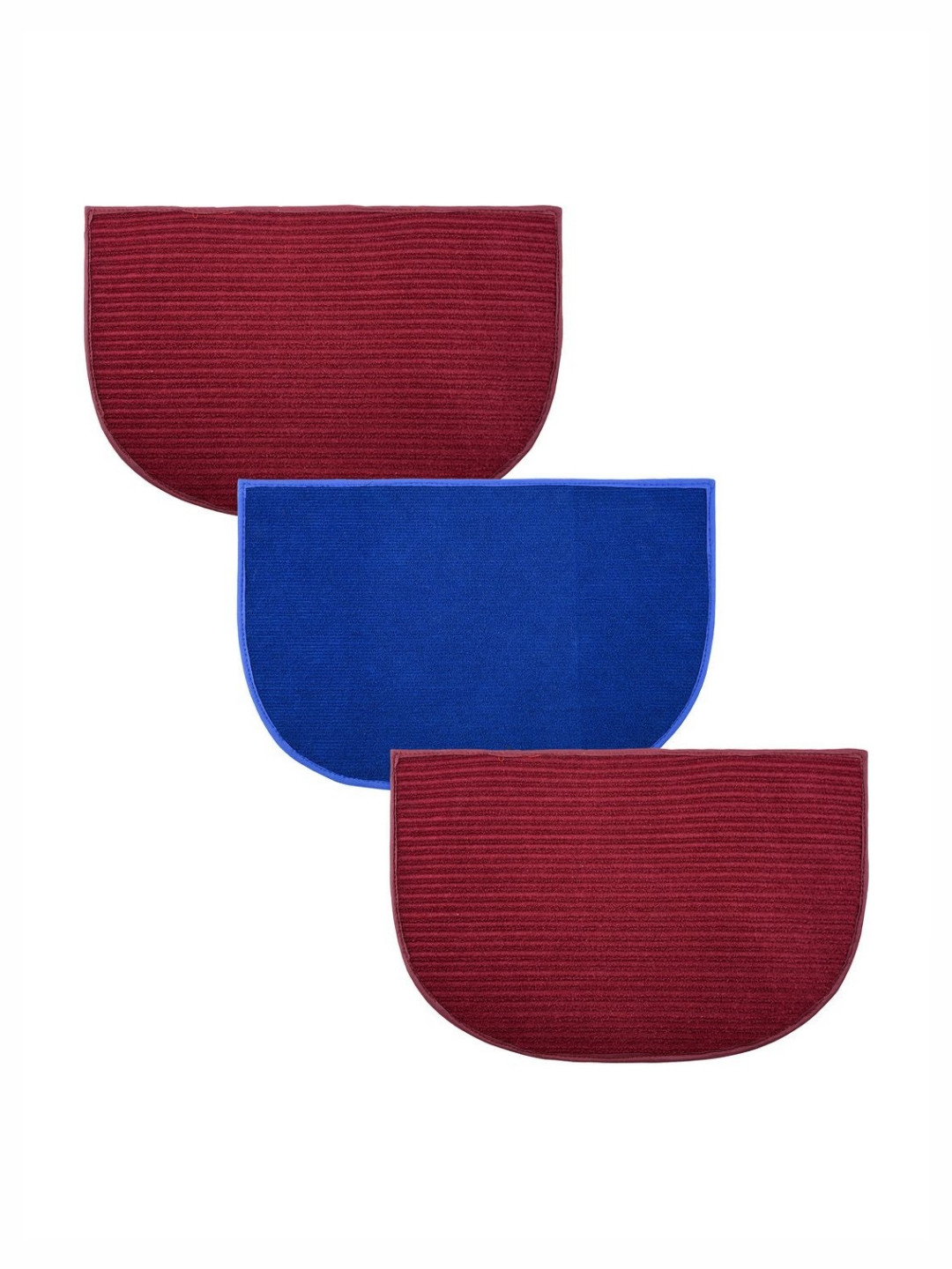 Aura Red & Blue 3 Pieces Wool Anti-Skid Doormats