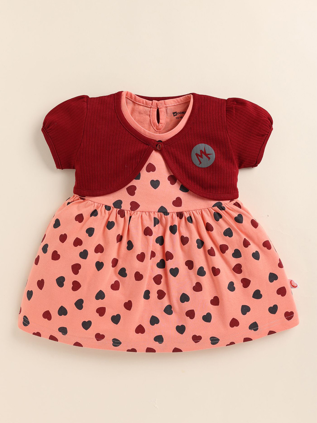 MooNKids Girls Conversational Print Cotton Cap Sleeve Fit & Flare Dress
