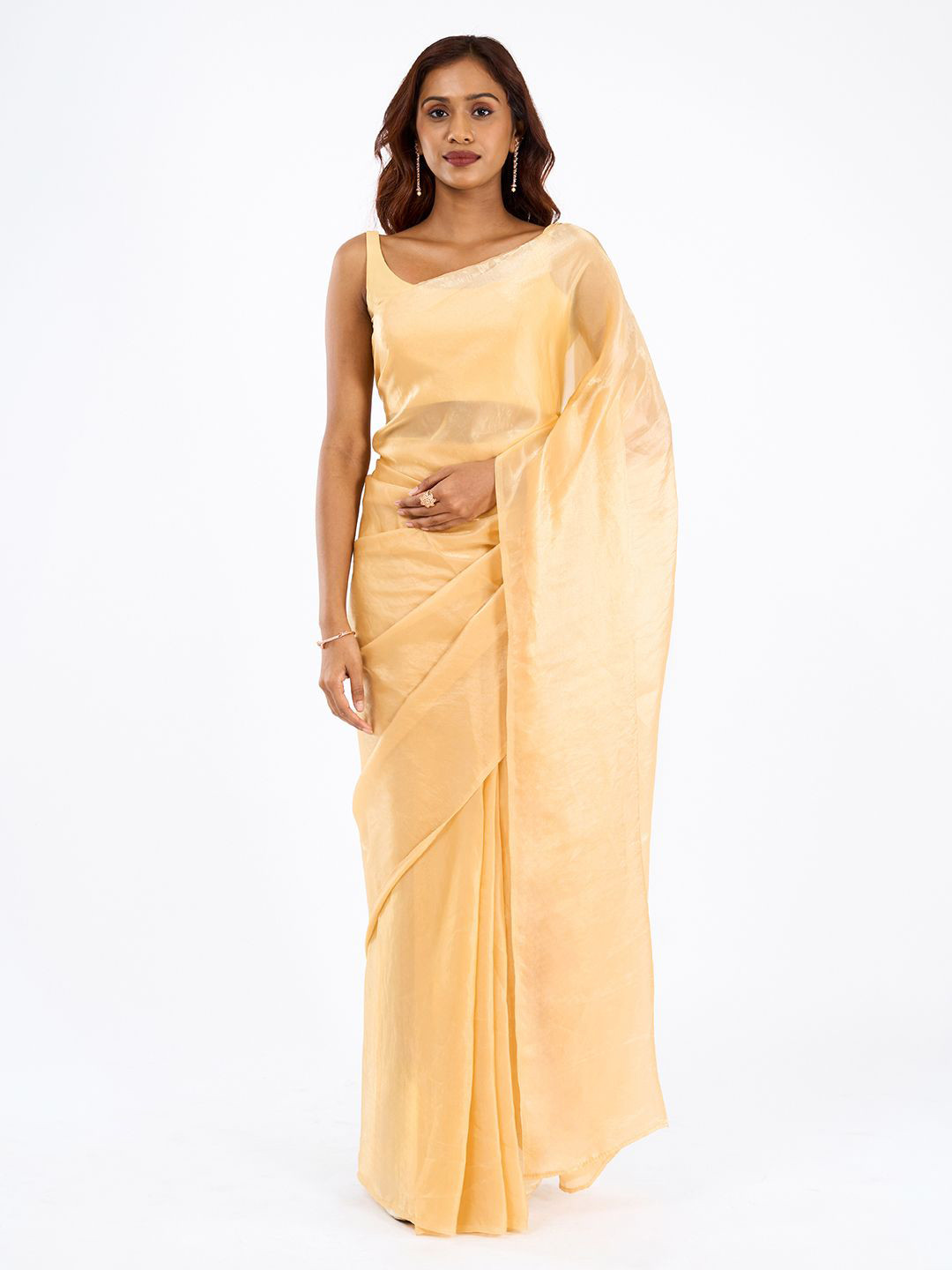 TEEJH Teejh Jyoshita Golden Pre-Draped Saree