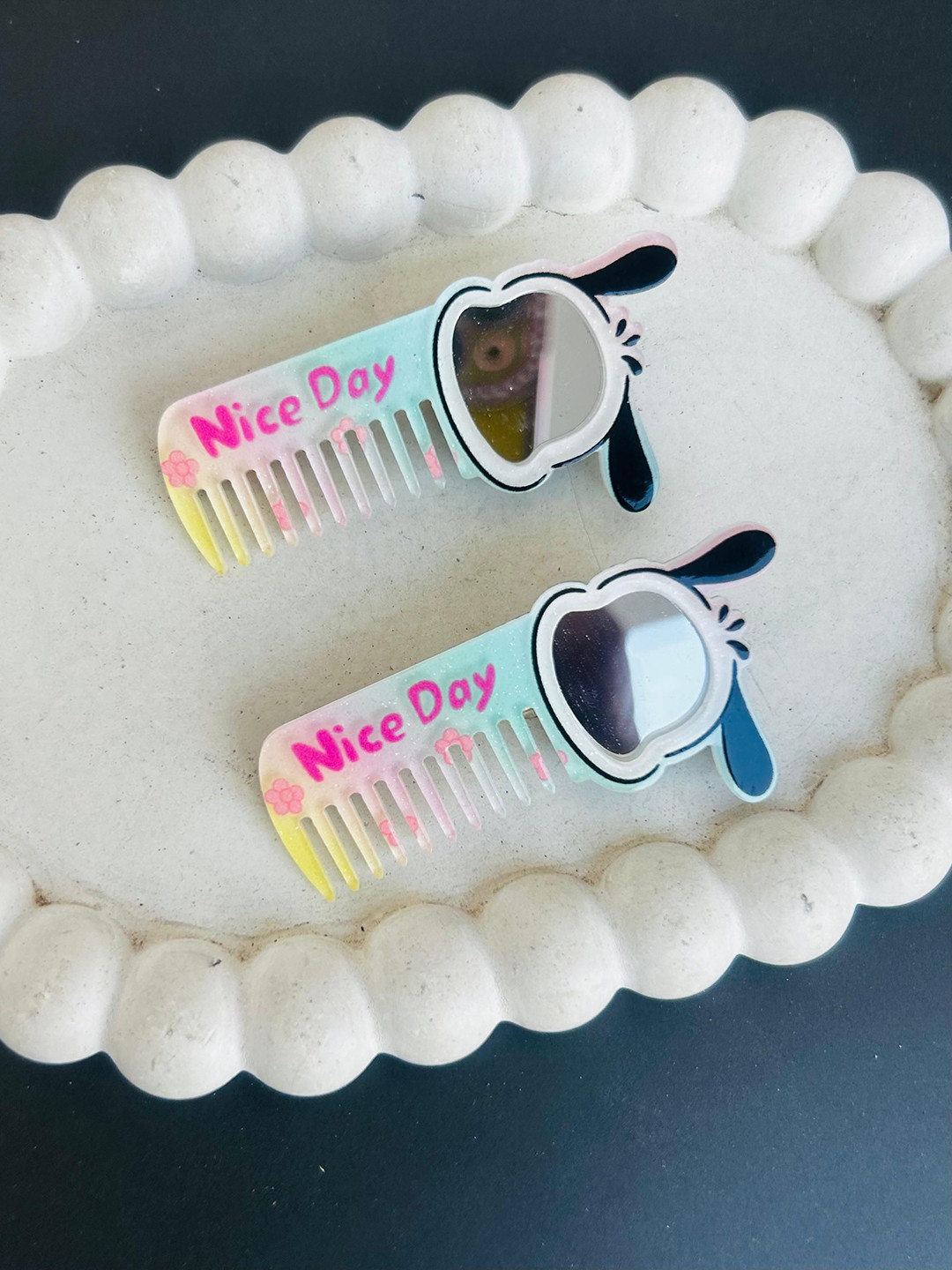 Radhya Accessories Women Fashion Kuromi Mirror Hair Clips Pair